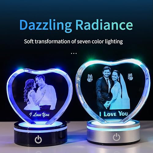 Miniatura 4 de Regalos personalizados con foto de cristal 3D imagen grabada con láser 3D de vidrio - Personalizada para mujeres, esposa, ella, él, hombres, marido,