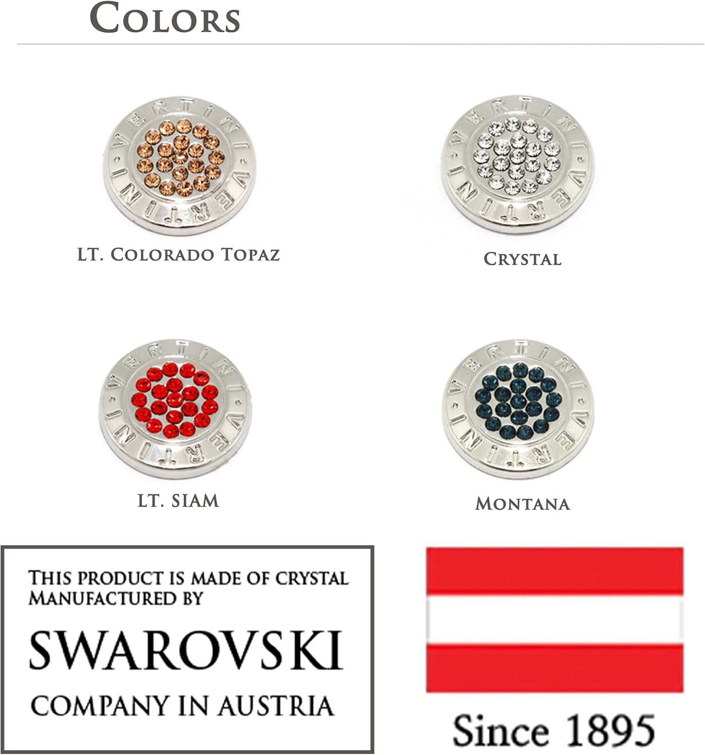 review Vertini 24K Gold PT. Premium Crystal(Manufactured by Swarovski in at) Golf Ball Marker with Hat Clips Quattro Zero Set (1X4 PCS) / Luxury and Fashionable Golf Accessory, Gifts for Men, Women