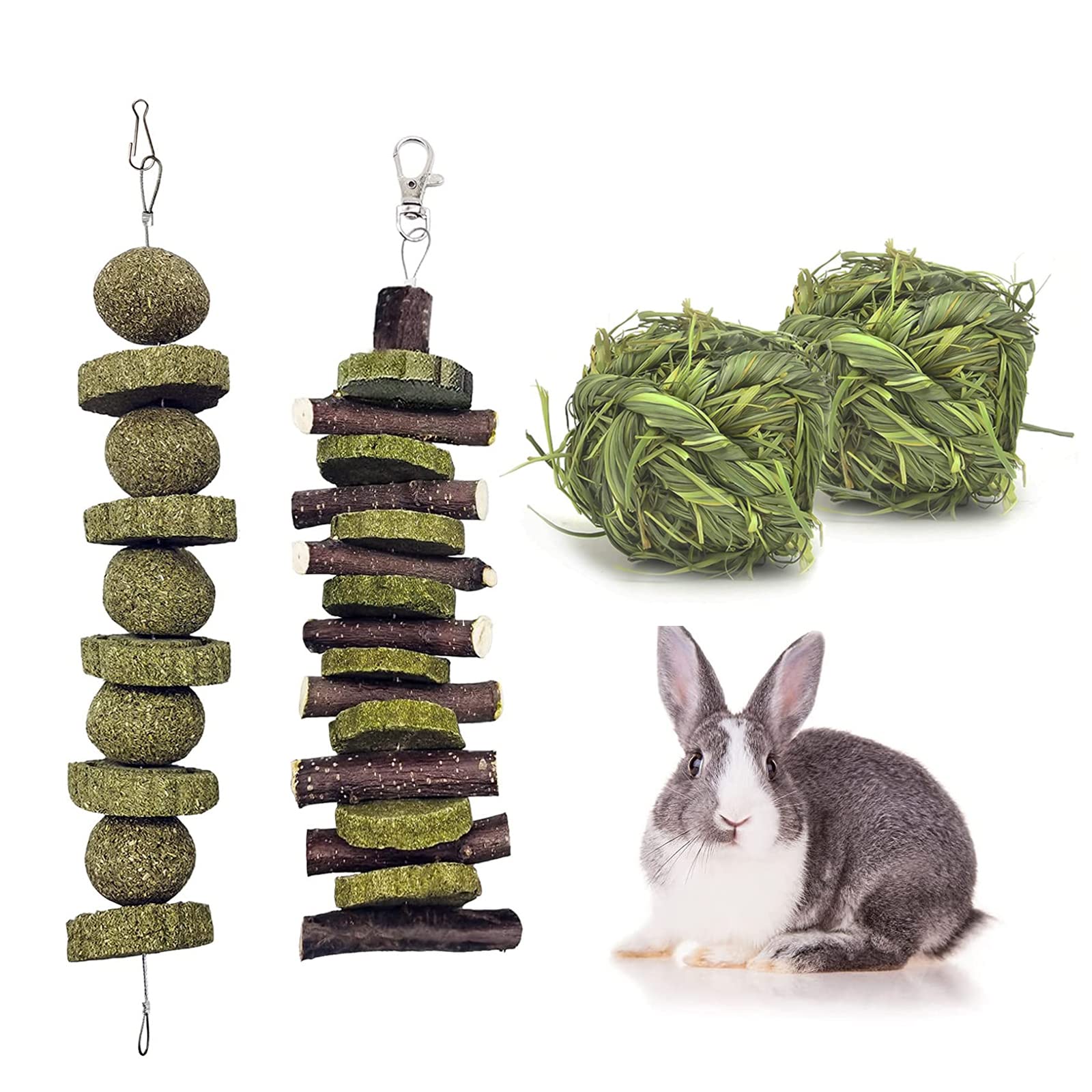 Natural Organic Apple Chewing Sticks with Timothy Grass Cakes Rabbit Molar Toys Small Animal Timothy Hay Snacks for Rabbit Chinchillas Guinea Pigs Totoro Rodent