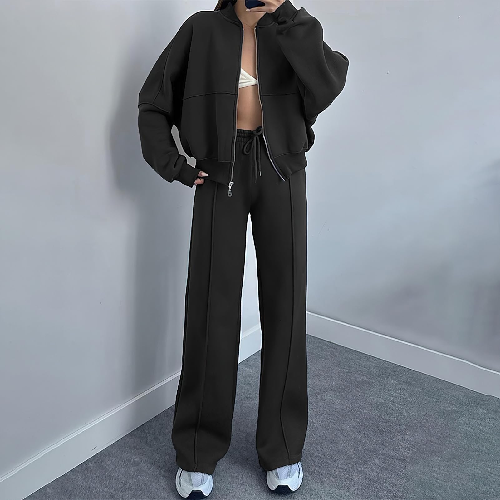 amropi Chándal de Mujer Chaqueta Sudadera con Cremallera y Pantalón Deporte Conjunto — view 2