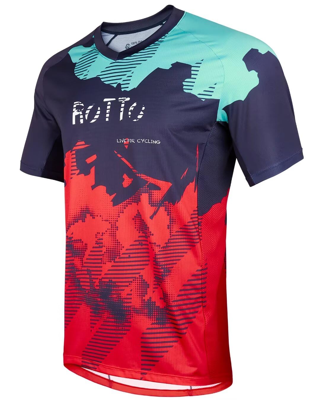 ROTTO Maillot MTB Hombre Camiseta de Ciclismo Manga Corta para MTB BMX Downhill Secado Rápido Que Absorbe la Humedad