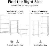 Vista 5 de Yaxa Basics - Estantería ajustable de 4 estantes, resistente unidad de almacenamiento con ruedas para fácil montaje, para uso en garaje o cocina