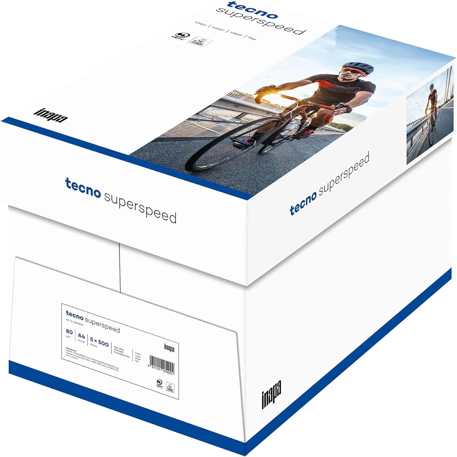 Tecno Superspeed, Papier Reprographique, Blanc, 80 g, A4, PEFC, Carton de 5x500 Feuilles