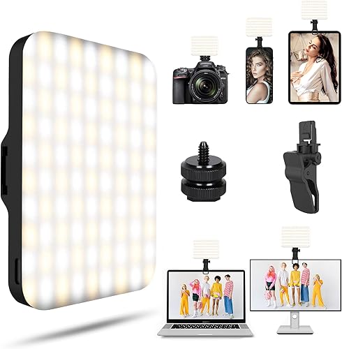 BANSINE - Luz LED recargable por USB para selfie, luz de foto portátil con 97+ CRI, hasta 6500 K temperatura de color luz de teléfono para selfie,