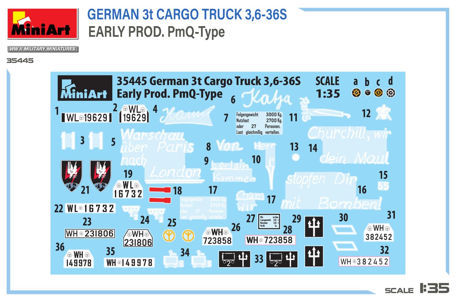 MiniArt 35445 1:35 Dt. 3t Cargo Truck früfrühen Prod. - Reproducción fiel de maquetas, fabricación de maquetas, kit de plástico, manualidades, afición, pegado, maqueta, montaje, sin pintar