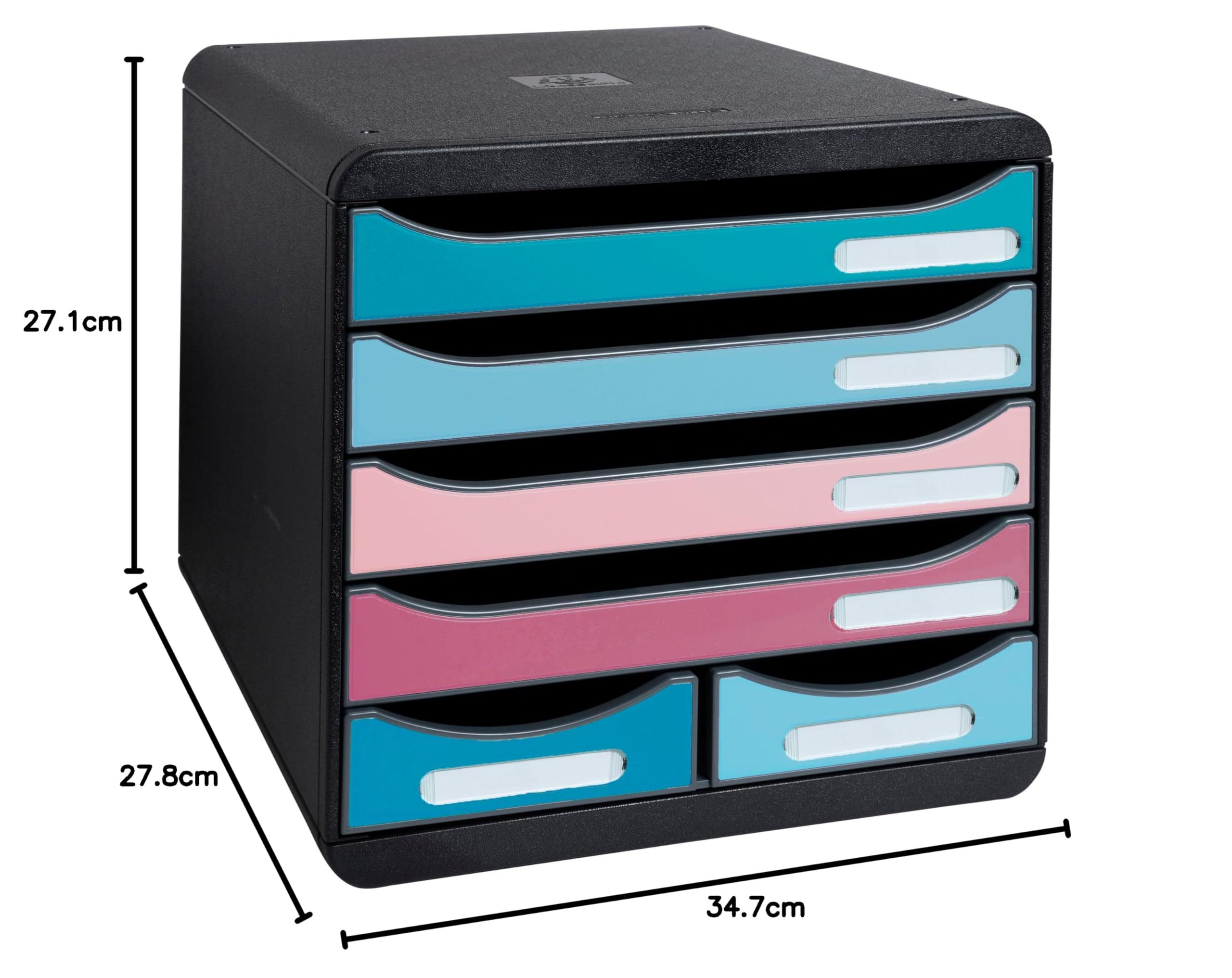Exacompta - Réf. 312606D - BIG-BOX maxi Skandi - 1 Caisson 4 tiroirs pour document A4+ et 2 petits tiroirs pour ranger des ustensiles de bureau - Dimensions extérieures : P 34,7 x l 27,8 x H 27,1 cm
