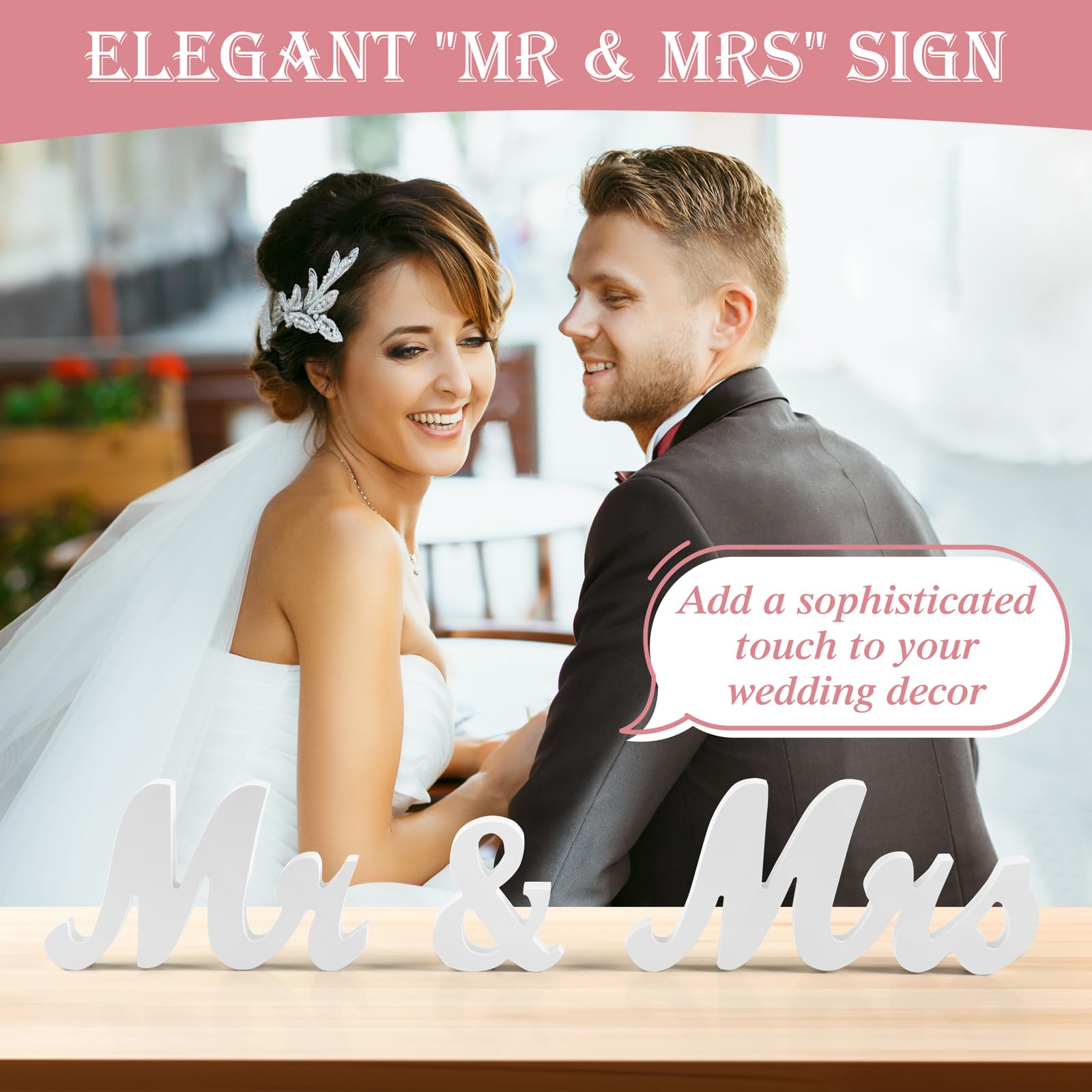 Mr & Mrs Hochzeitsdeko Set - 100 Teile Mit Holzschild & Herzen