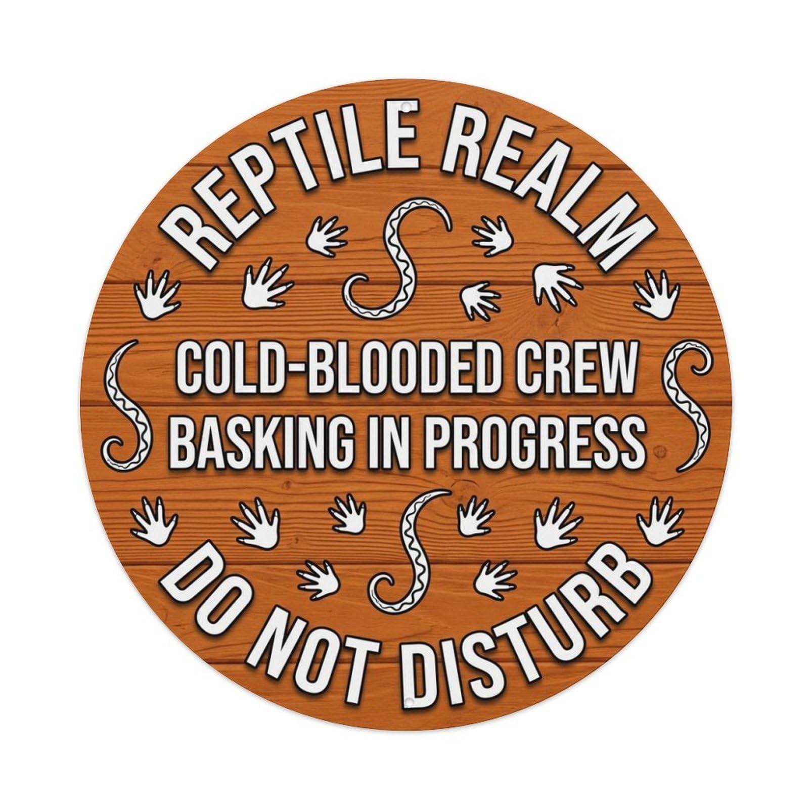 Reptile Basking Crew Animal Warning Lizard Sketch Metal Tin Sign