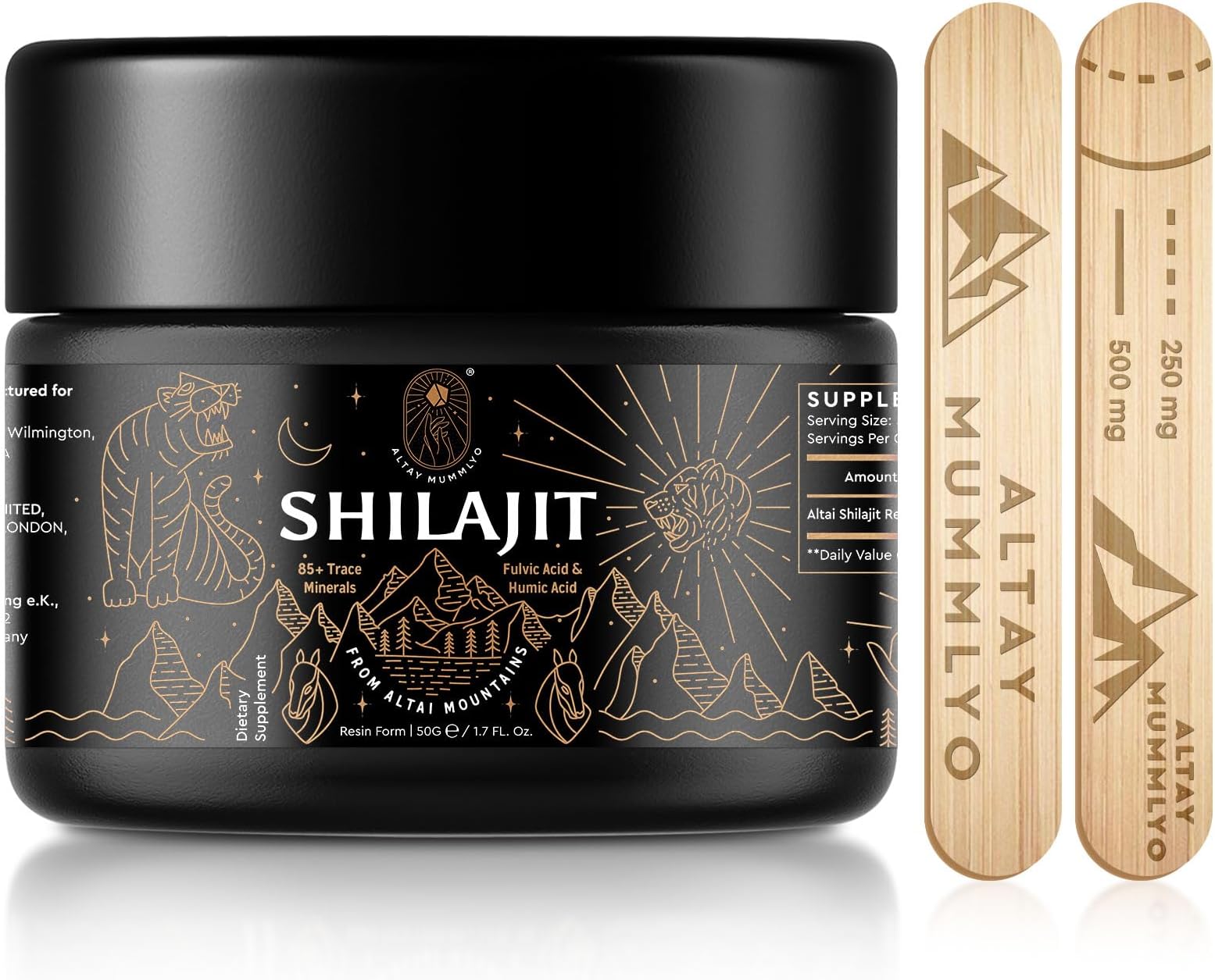 ALTAY MUMMIYO Shilajit Resin with Fulvic Acid & Trace Minerals, Original Siberian Pure Shilajit with 85+ Humic Acid Supplement, Support Metabolism & Immune System - 100 Servings / 50g