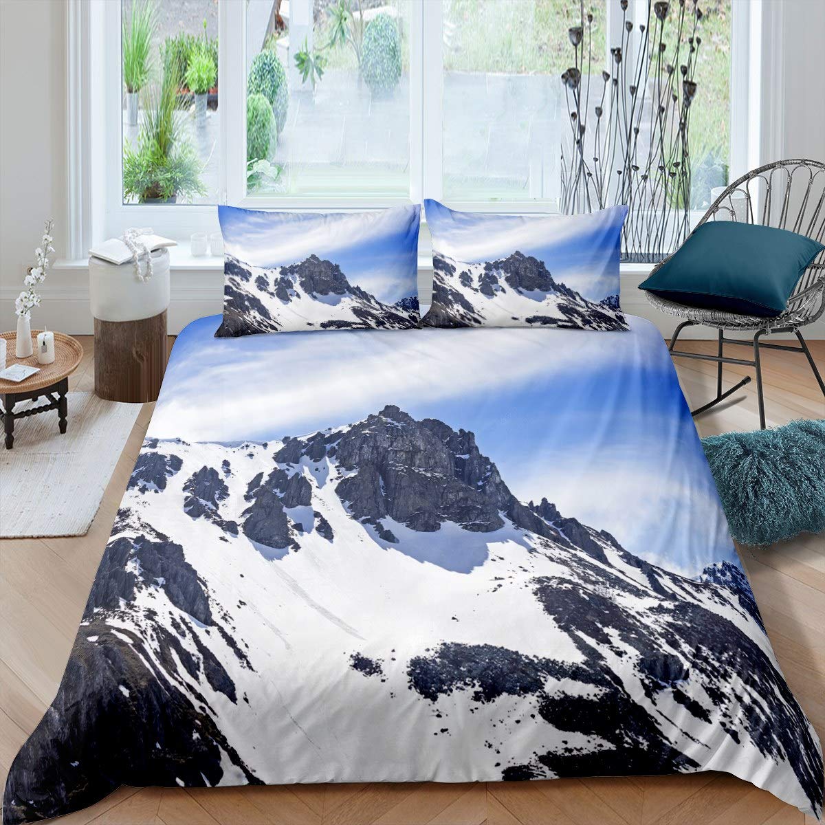 Housse de couette ski montagne, cadeau idéal lit enfant et ado