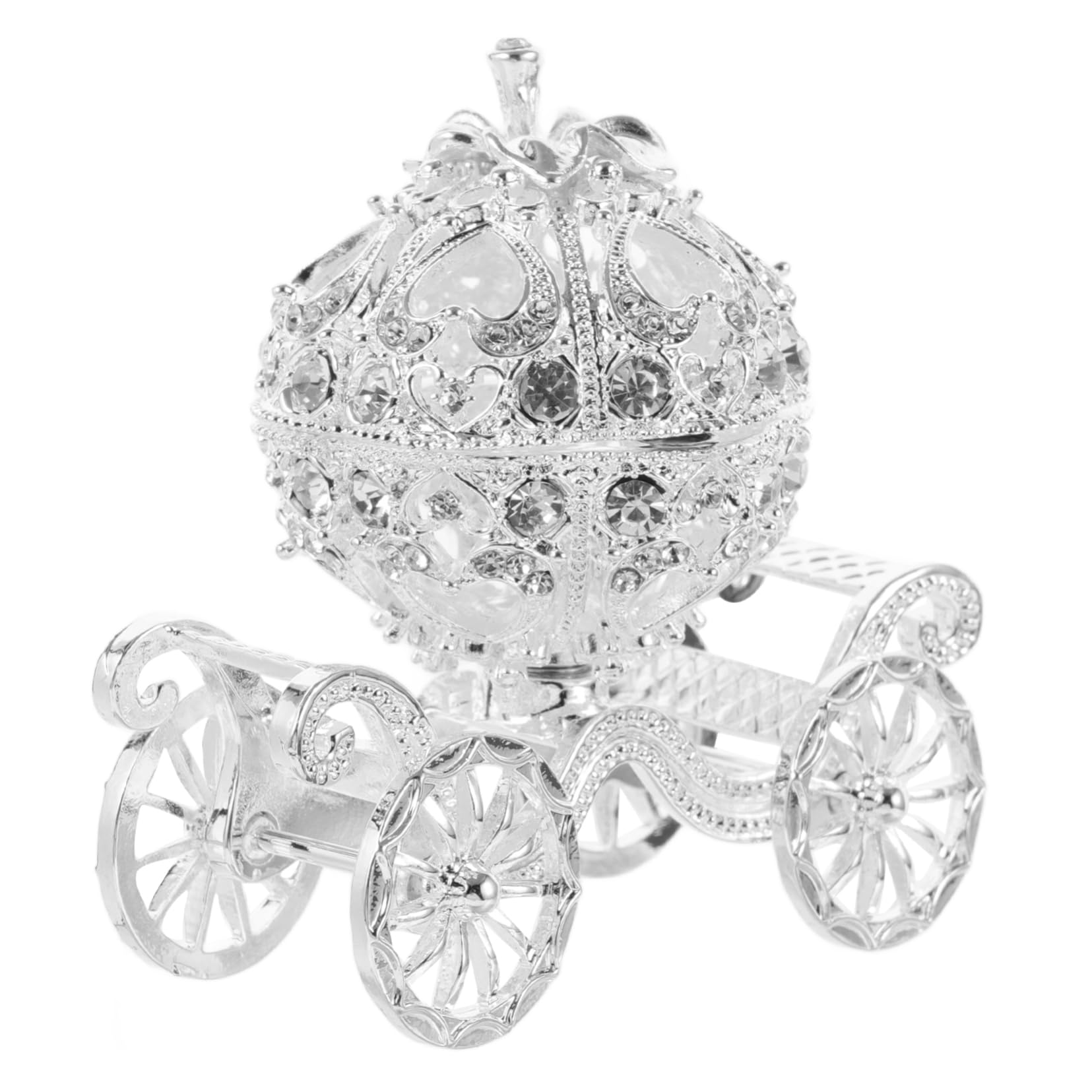 Boîte à bijoux carrosse citrouille vintage argent strass maison