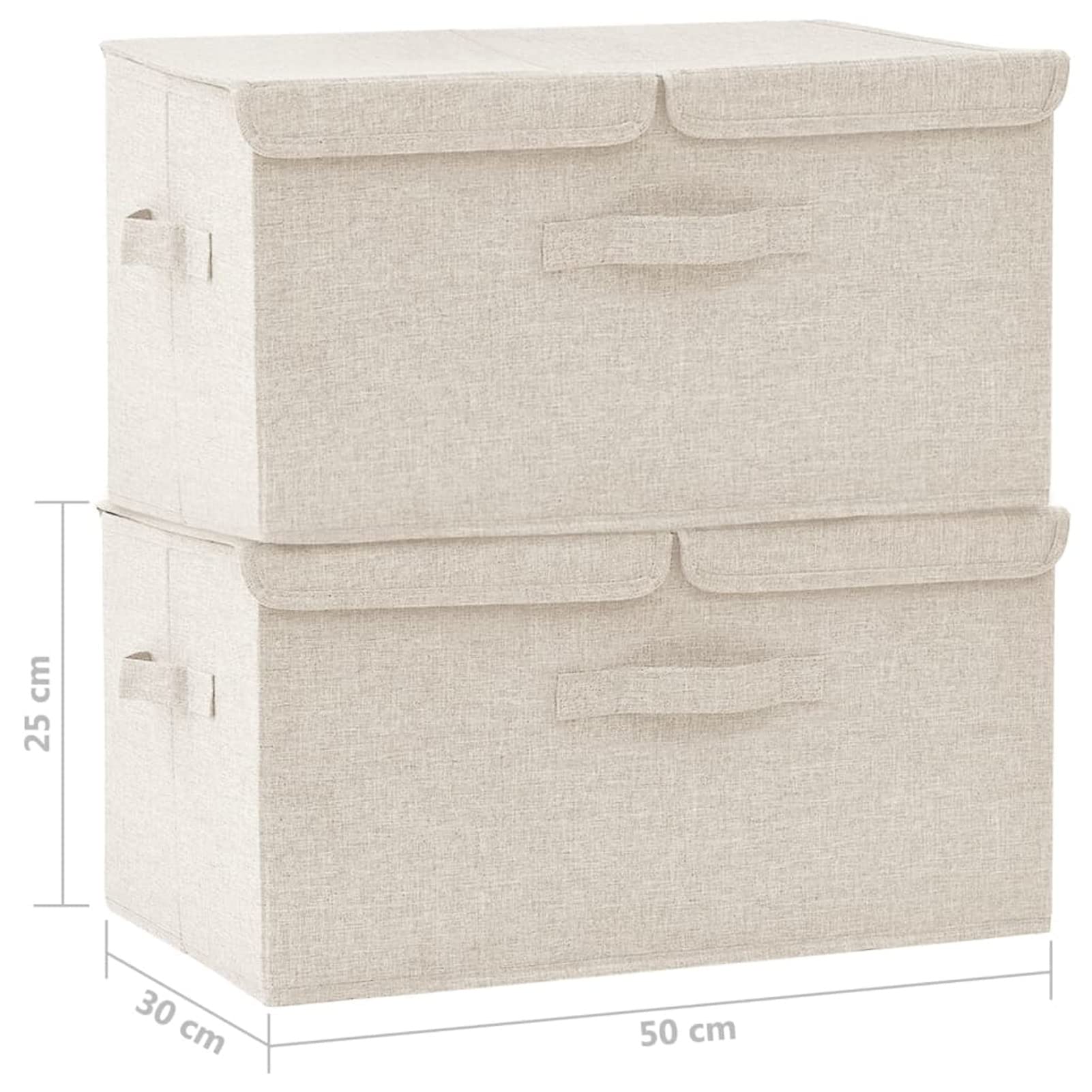 Tidyard 2 STK. Faltbare Aufbewahrungstasche, Dekoboxen mit Reißverschluss, Aufbewahrungskörbe, Spielzeug-Organizer, Stoff Creme 50x30x25 cm