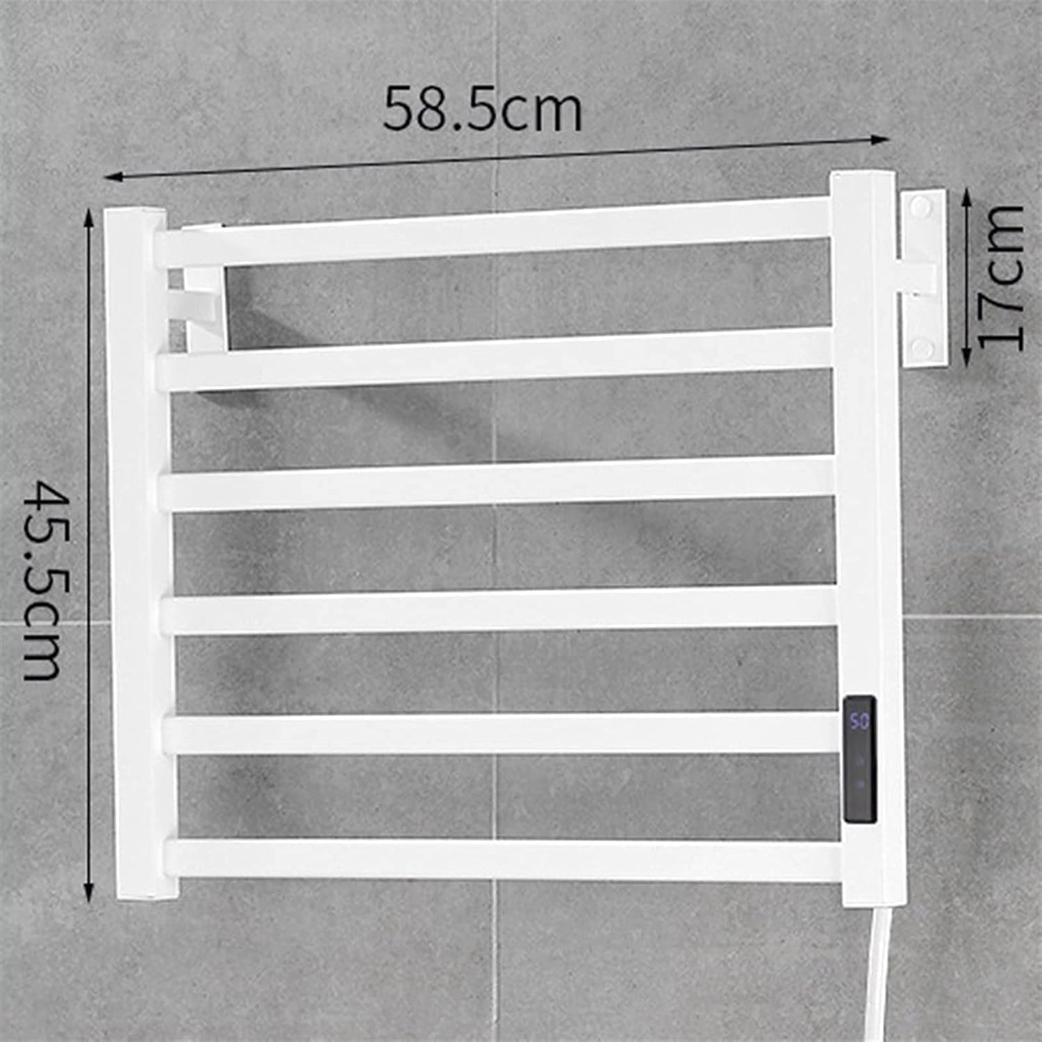 Towel Rack Electric Towel Rack Dryer Aluminum Alloy Wall Mounted Electric Heated Towel Rack Warmer Built-in Timer with LCD Indicators Easy Install