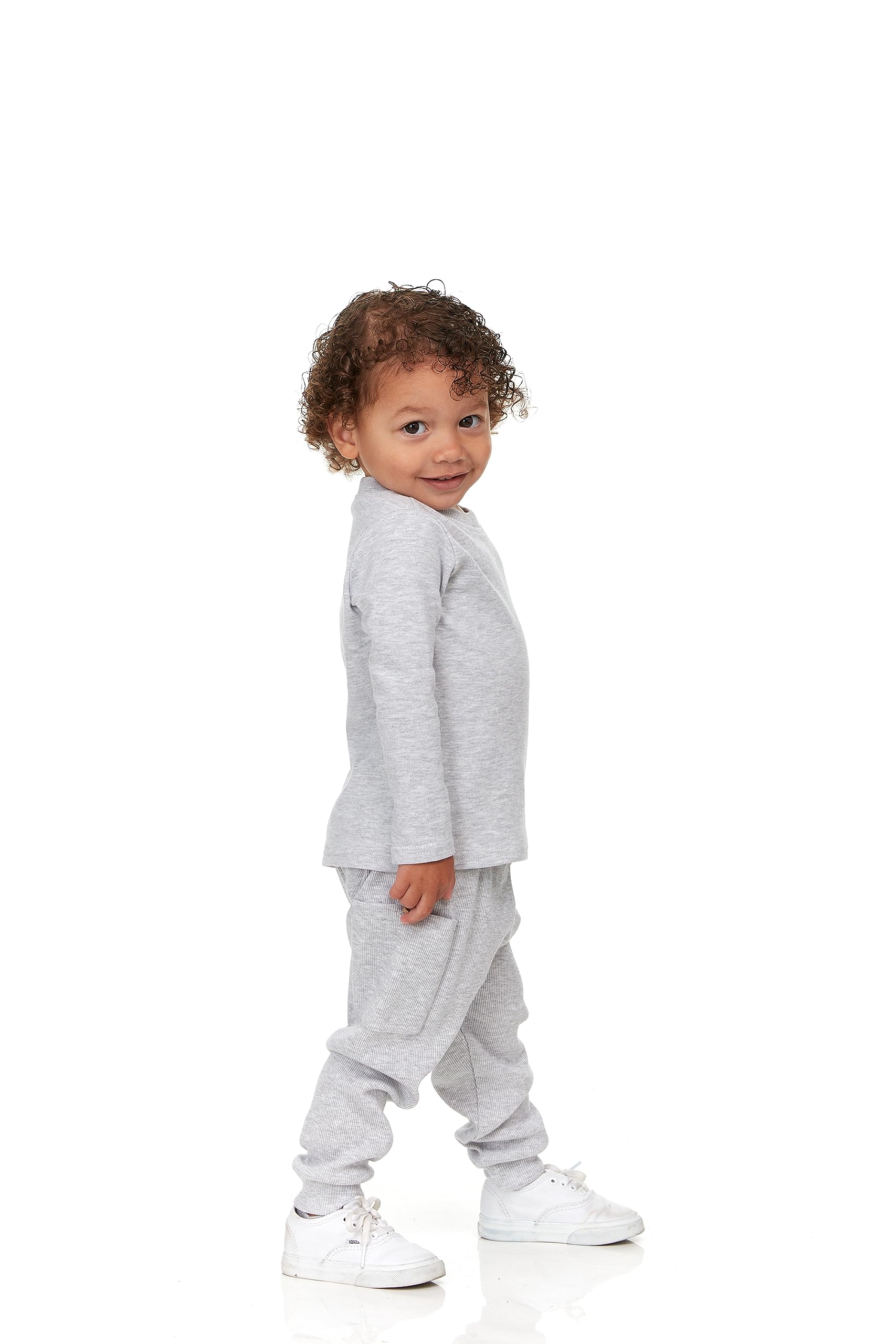Cudlie 5er-Pack Baby/Kleinkind-Jungen-Langarmshirt – Basic-T-Shirt-Oberteile, leichtes Unterhemd – solide & gestreifte T-Shirts für Jungen