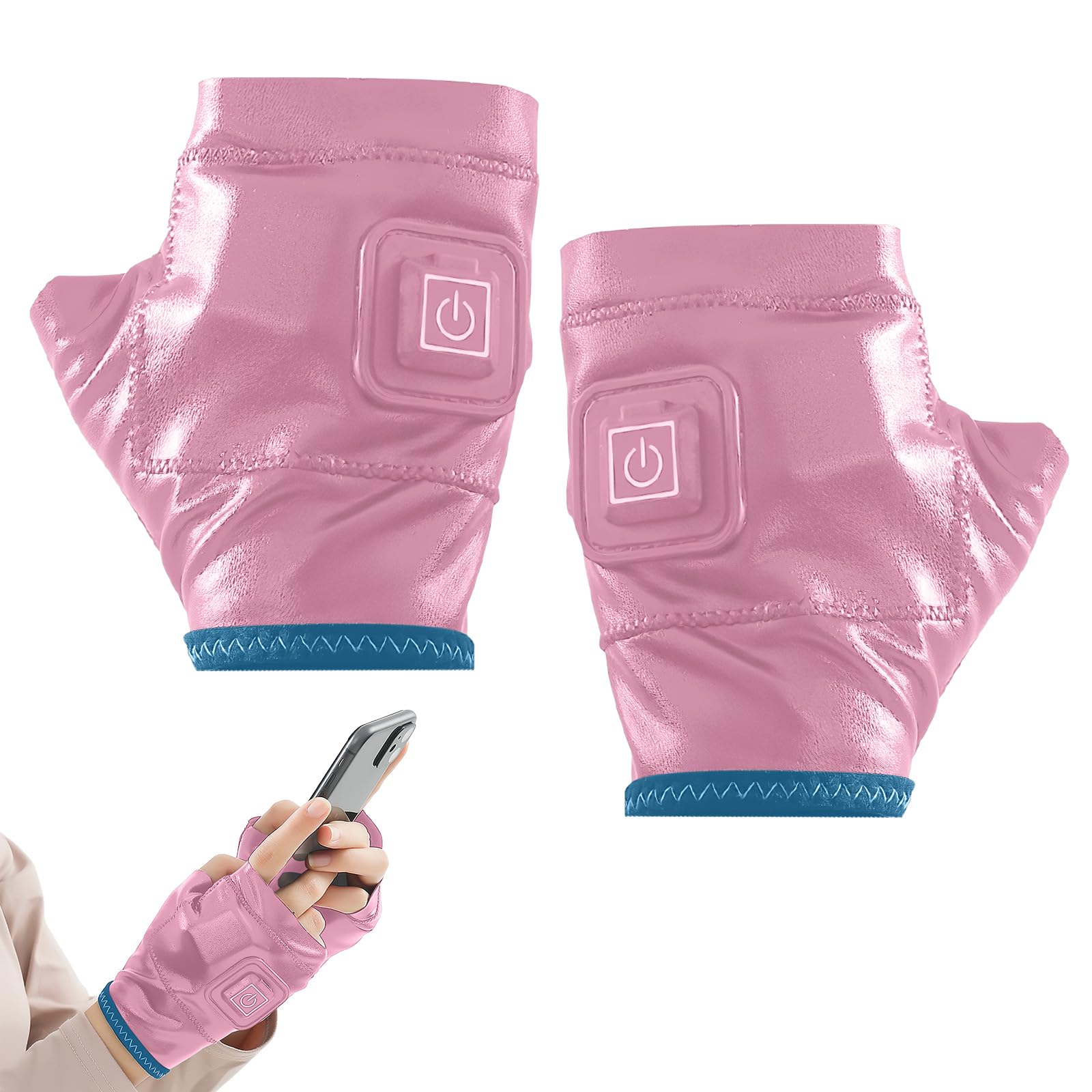 3 Levels Rechargeable Hot Heated Gloves, Usb Heated Gloves, Heated Gloves, Fingerless Work Gloves, Battery Heated Gloves, Heated Gloves Gifts (B-pink(12.5cm*12.5cm))