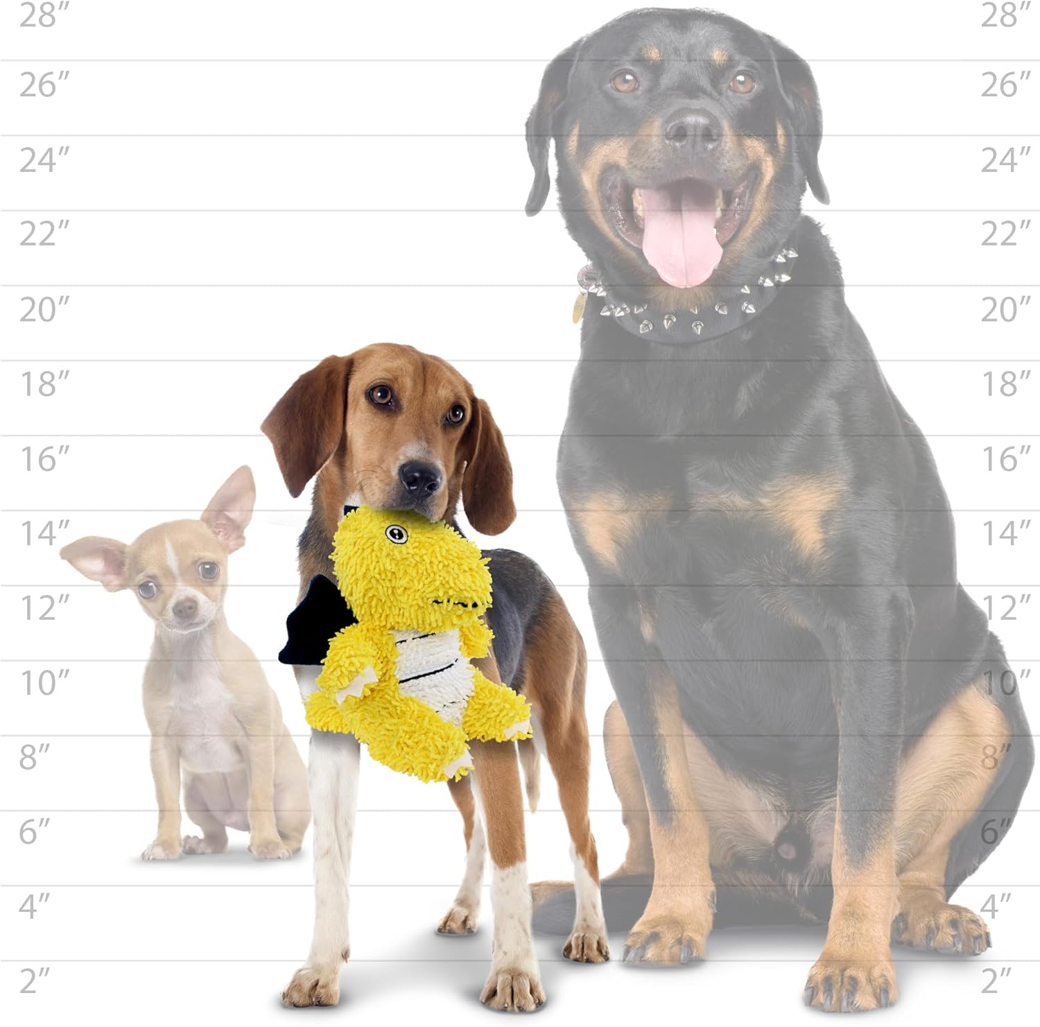 MIGHTY- Microfiber Ball - Dinosaur & Dragons - Made with Squeaker Balls and Minimal Stuffing. Strong & Tough. Interactive Play. Machine Washable & Floats (Dragon Yellow, Medium 2 Pack)