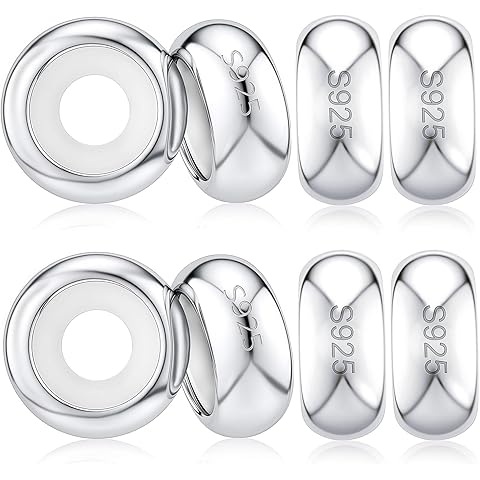Stopper Charms 925 Sterling Silver Stopper Beads for Bracelets Round Spacer Beads f...