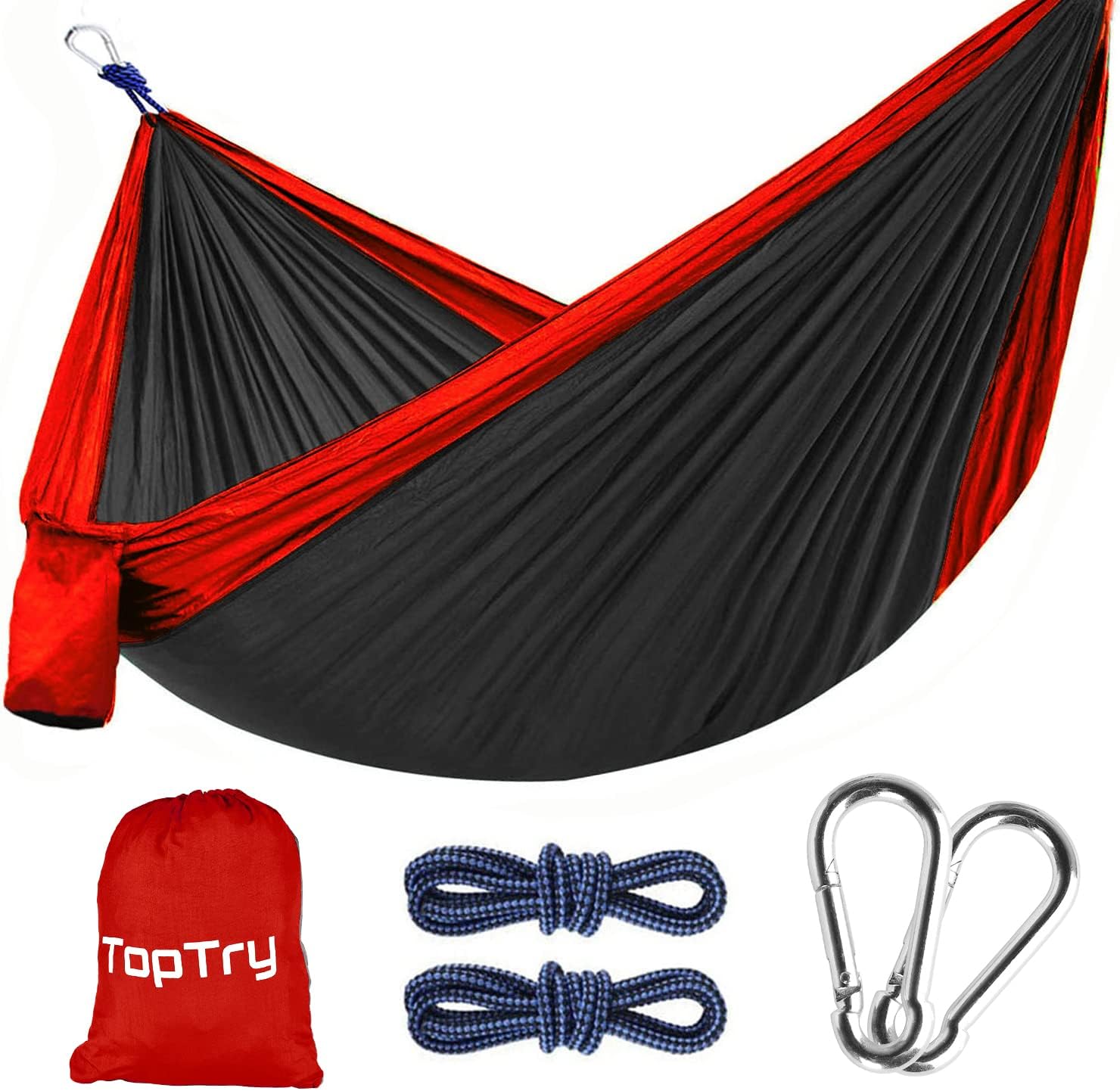 Single & Double Camping Hammock, 660lbs Nylon Hammock with 2 Tree Ropes
