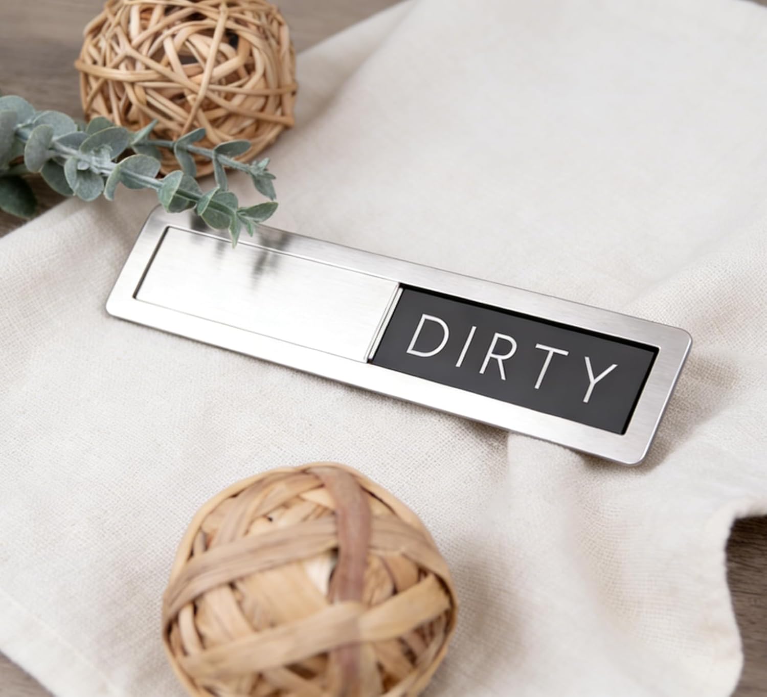 Stainless Steel Dishwasher Magnet Clean Dirty Sign - Premium Magnetic Signs That Say Clean/Dirty - Optional Sticker Adhesive for Non-Metal Surface Dish Washers - All Metal Minimalistic Style