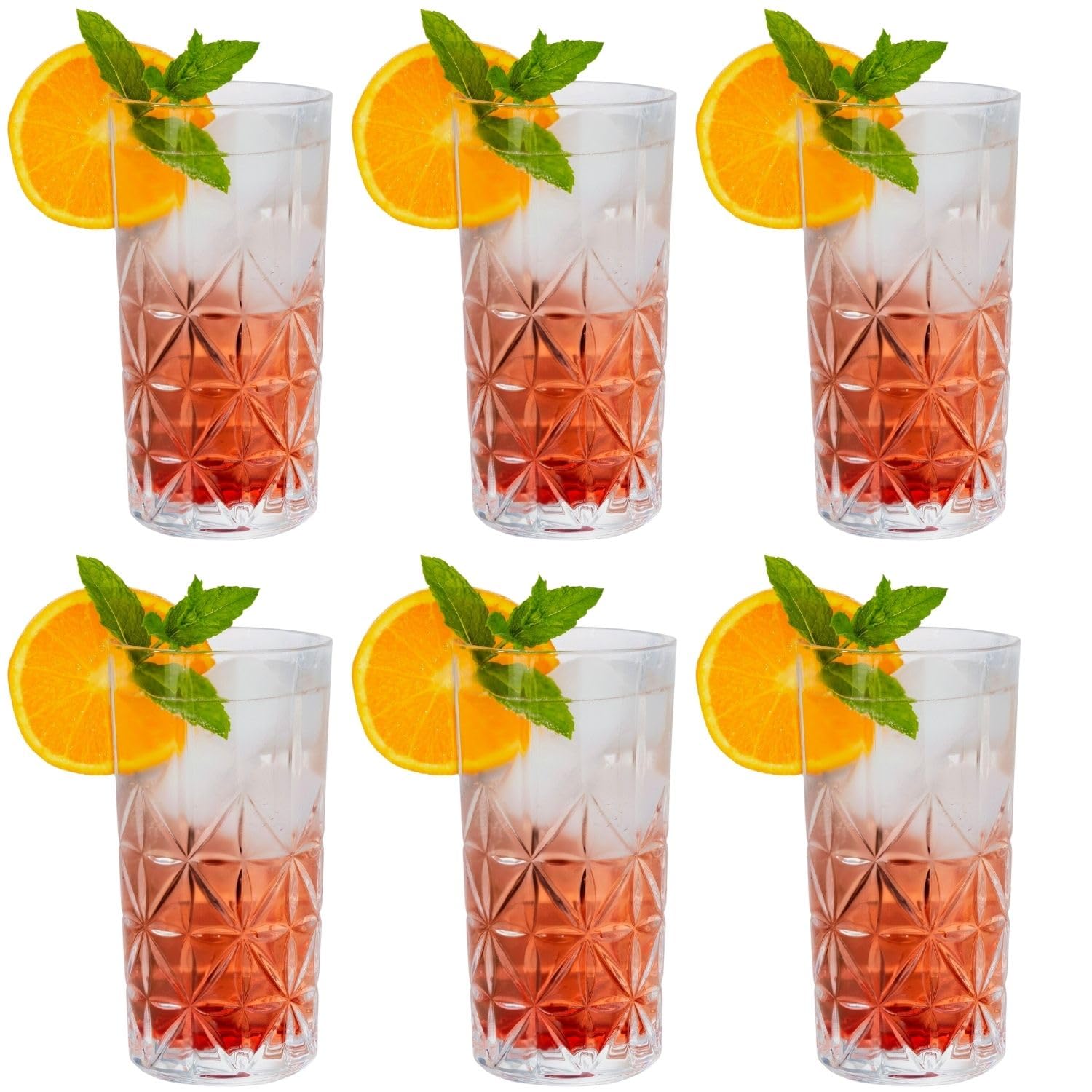 Gläser Set 6 teilig 300ml Trinkgläser modern Cocktailgläser Wassergläser Longdrinkgläser Kristall Optik Coctail Glas Trinkglas groß Water Glasses Longdrink Slush Glass Cup Saftgläser Cocktail