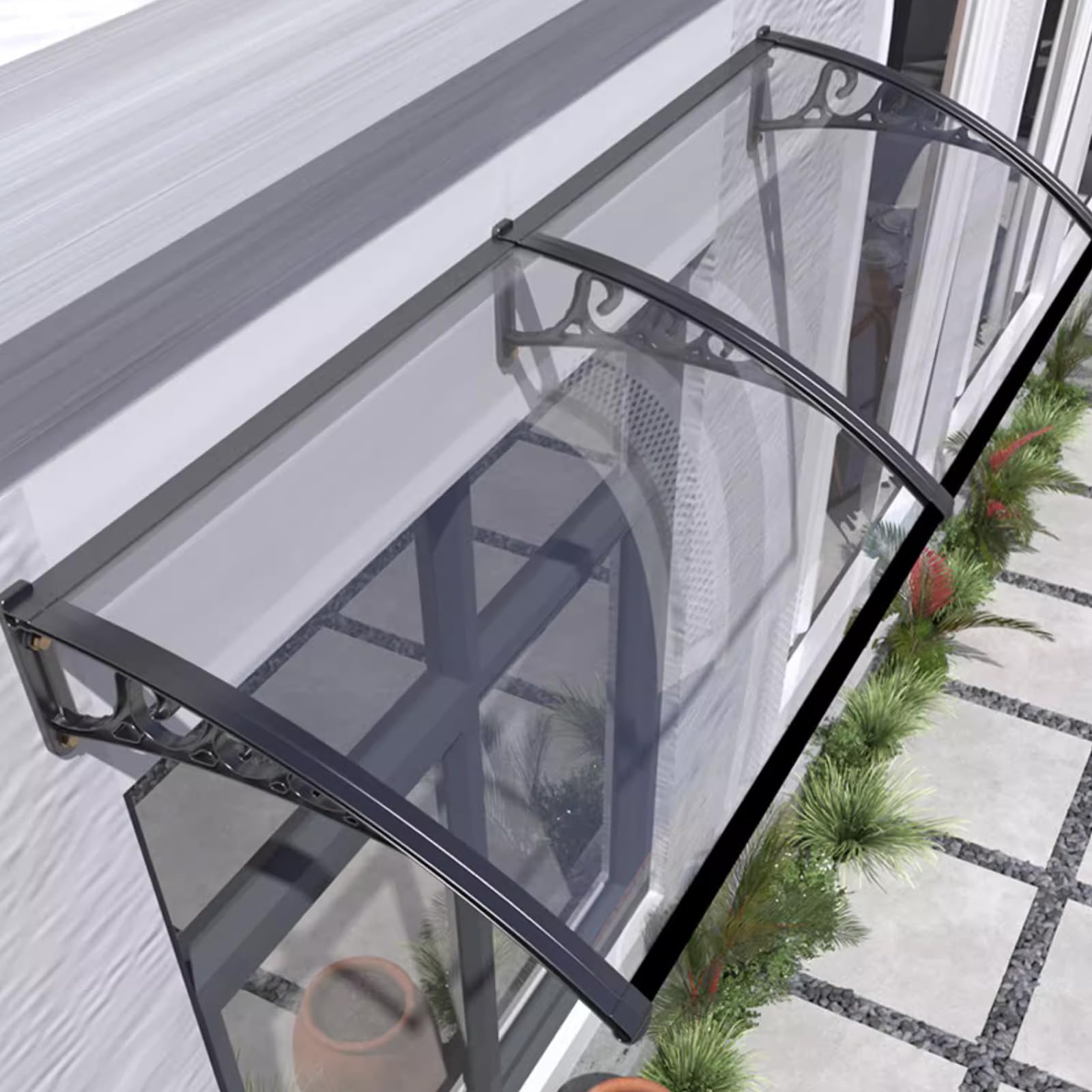 Toldo de exterior impermeable con ventana transparente para patio largo