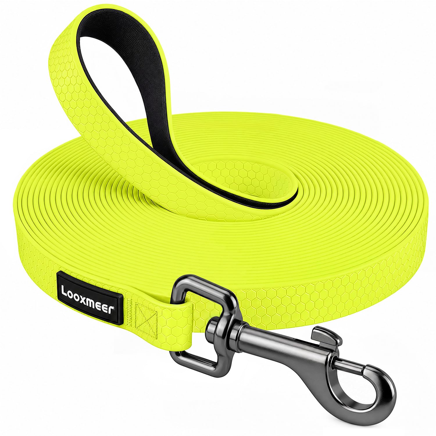 Guinzaglio Addestramento per Cani 3m/5m/7m/10m/15m, Giallo Fluo | Maniglia Imbottita, Moschettone Girevole Anti-groviglio, Custodia Portabile, Resistente per Passeggiate e Attività Outdoor