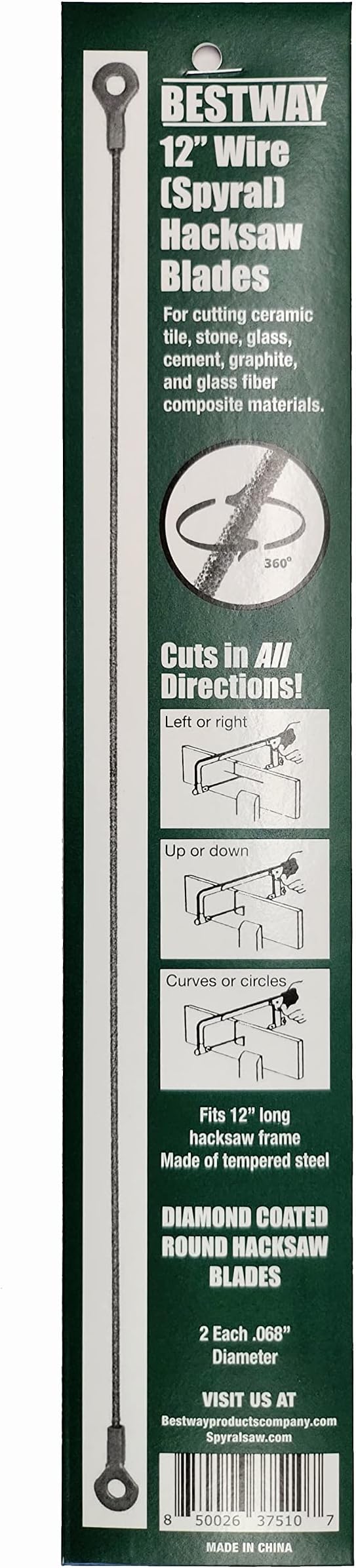 Diamond Coated Round Hacksaw Blade, (2 pcs)