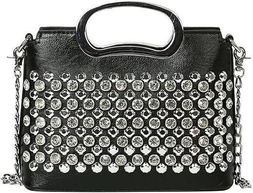 Womens Leather Rivet Crossbody Purse Top Handle Satchel Handbags Small Studded Chain Bag