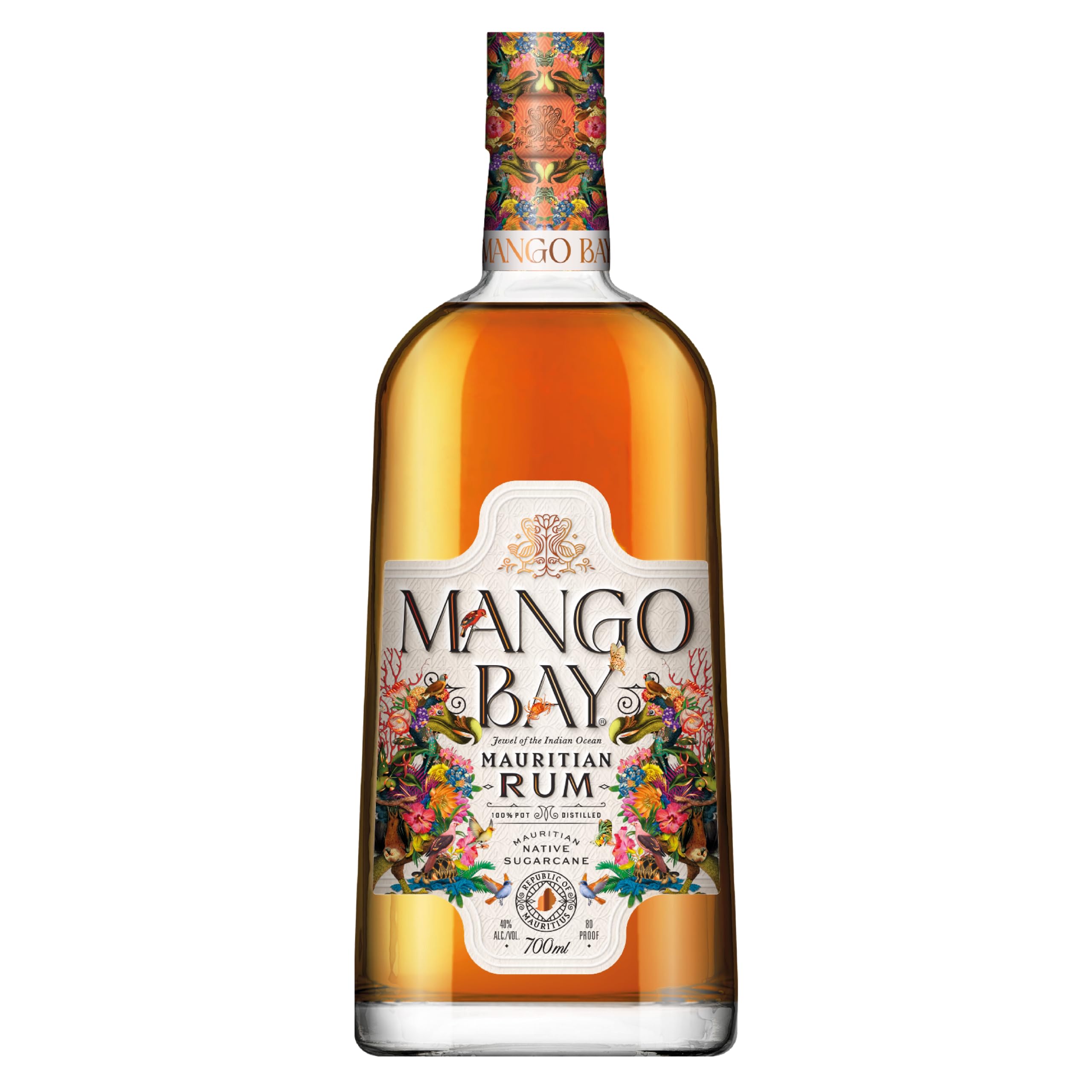 Mango Bay Mauritius Golden Rum - Premium Sherry-Cask Aged Rum, , 40% ABV - All-Natural, Additive-Free Blend of Molasses & Sugarcane Juice - Tropical, Rich & Smooth (70cl)