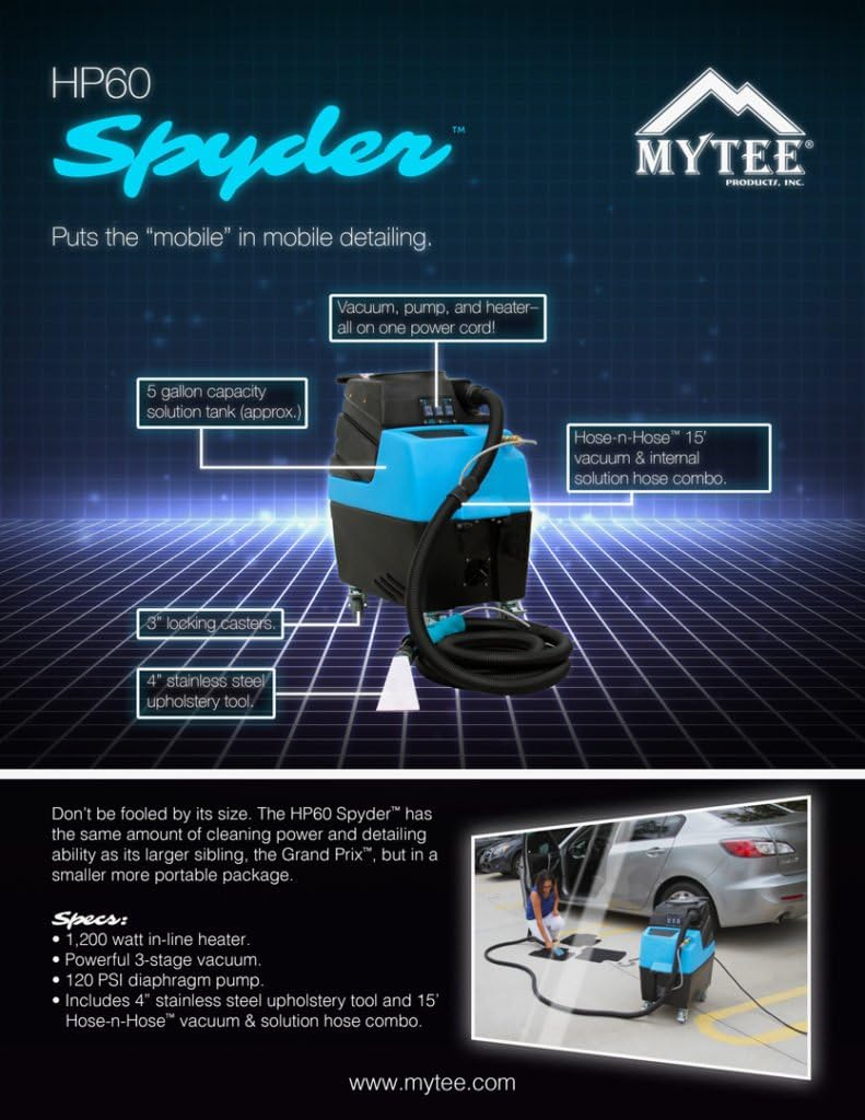 **Made in the U.SA.** Mytee HP60 Spyder™ Heated Carpet Extractor + BULK Carpet Extractor Cleaner - 8 Quarts Included Makes 42 to 128 Gallons - Bundle 2 Items