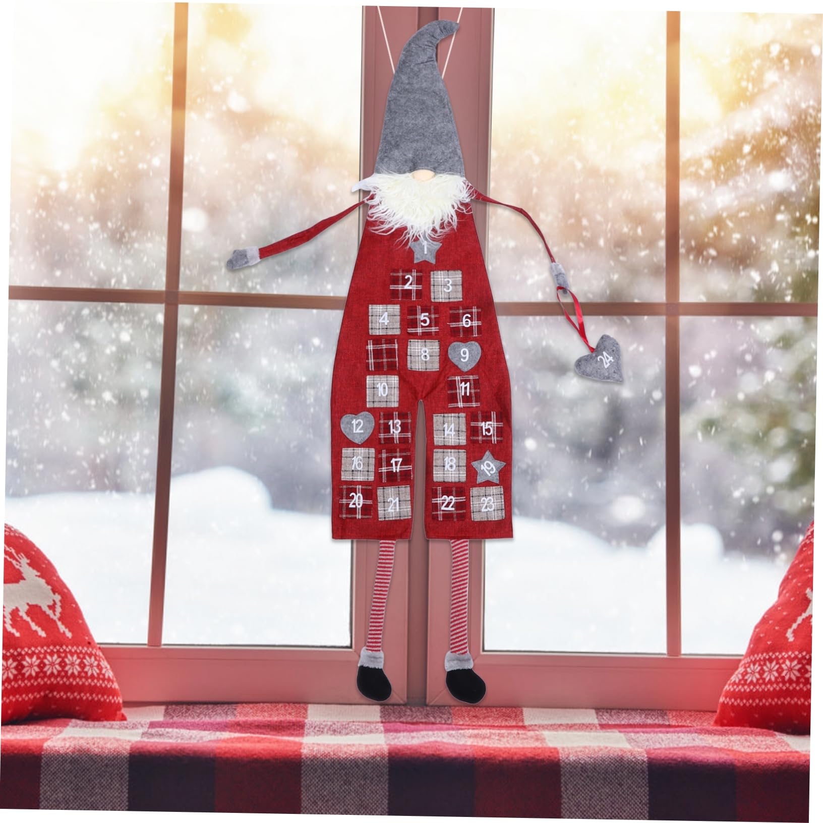 Zerodeko Calendario Dell'avvento Natalizio da Appendere Sacchetti in Feltro, Decorazione per Ragazzo Ragazza e Adulti, Conto alla Rovescia per Feste di Natale