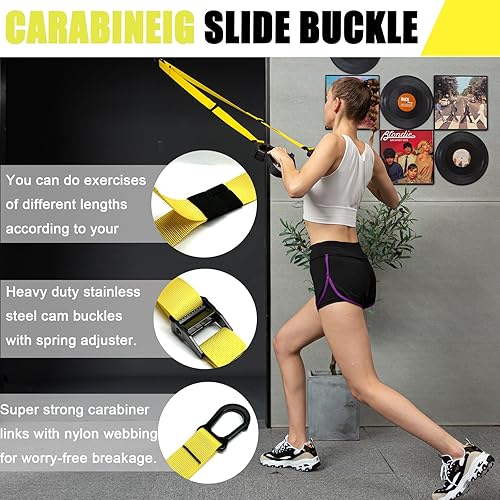 Miniatura 5 de Correas de entrenamiento de resistencia de peso corporal, kit completo de entrenamiento de gimnasio en casa para entrenamiento de cuerpo completo,