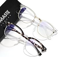 Vista 55 de Lentes de bloqueo de luz azul, vintage, medio marco, lente transparente UV, antifatiga ocular, gafas de juegos para computadora para mujeres