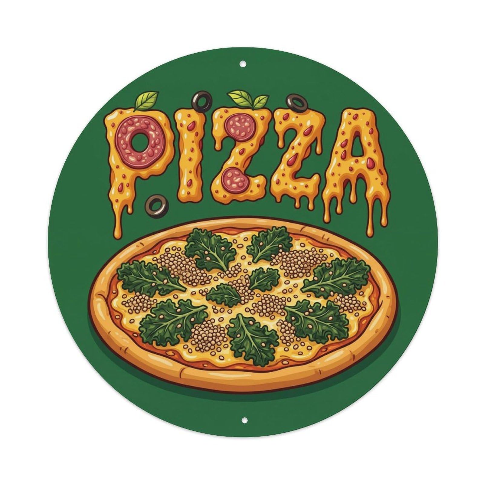 Cwbufd Vintage Style Vintage Pizza Slice Quinoa Kale Vintage Metal Tin Sign Plaque Wall Decor For Cafe, Club Bar, Office, Garden Metal Poster 8X8inch
