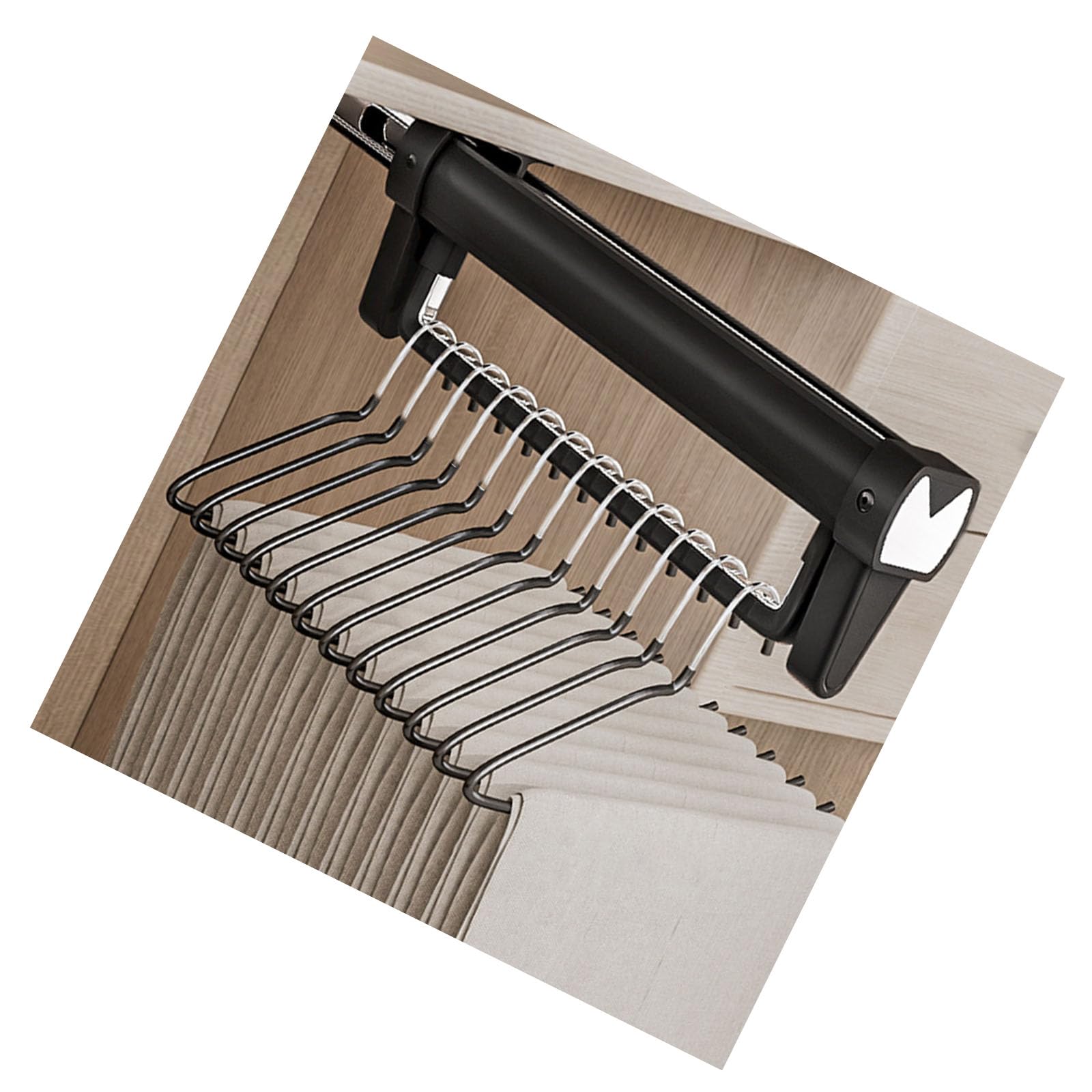 MICFENY Adjustable Pull Out Clothes Storage Rod Space Saving Aluminum Alloy Hanging Rails for Wardrobes and Drying Racks
