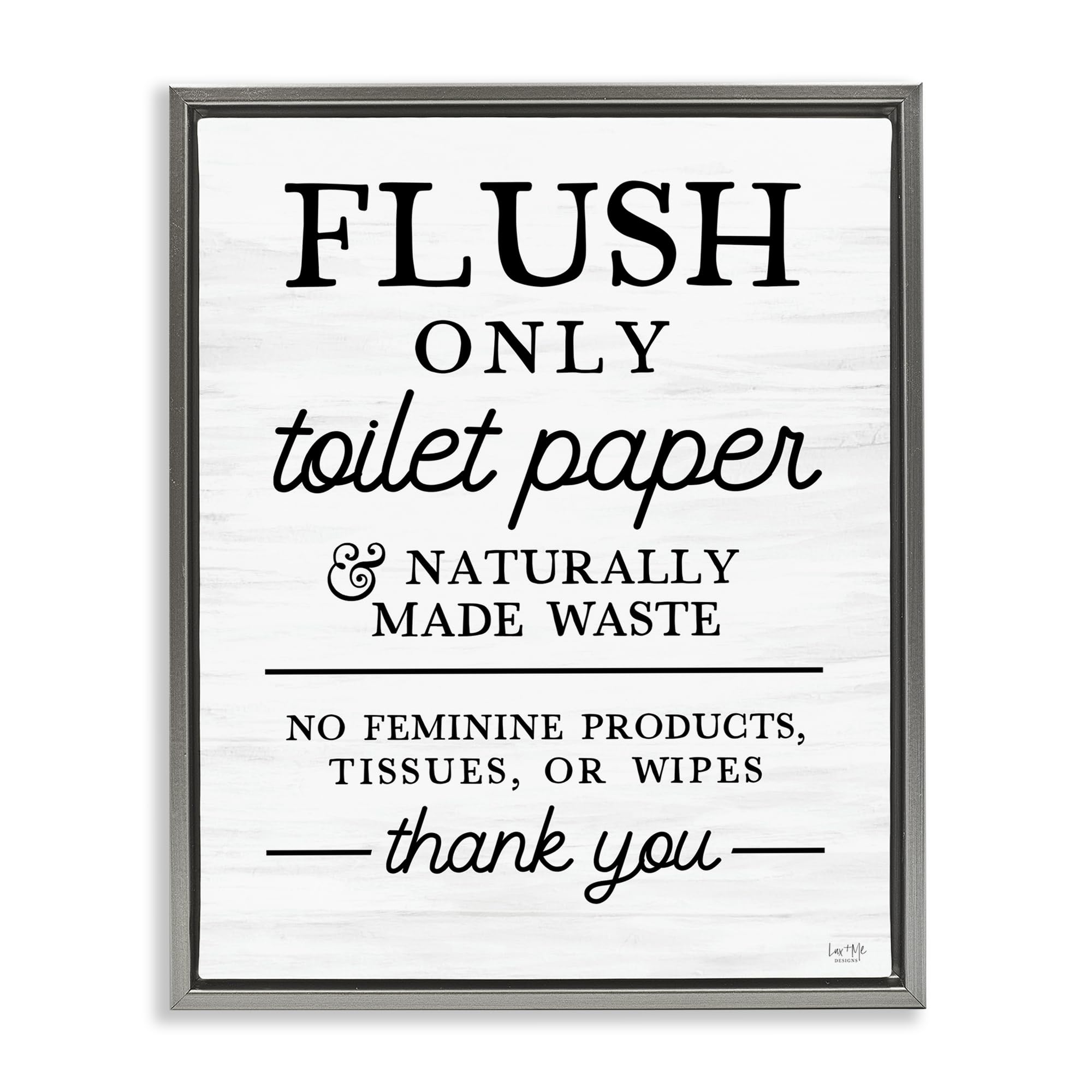 Stupell Industries Flush Only Toiletpaper Rules Bathroom Rules Typography Humor, 24 X 30 Inch Canvas In Floater Frame
