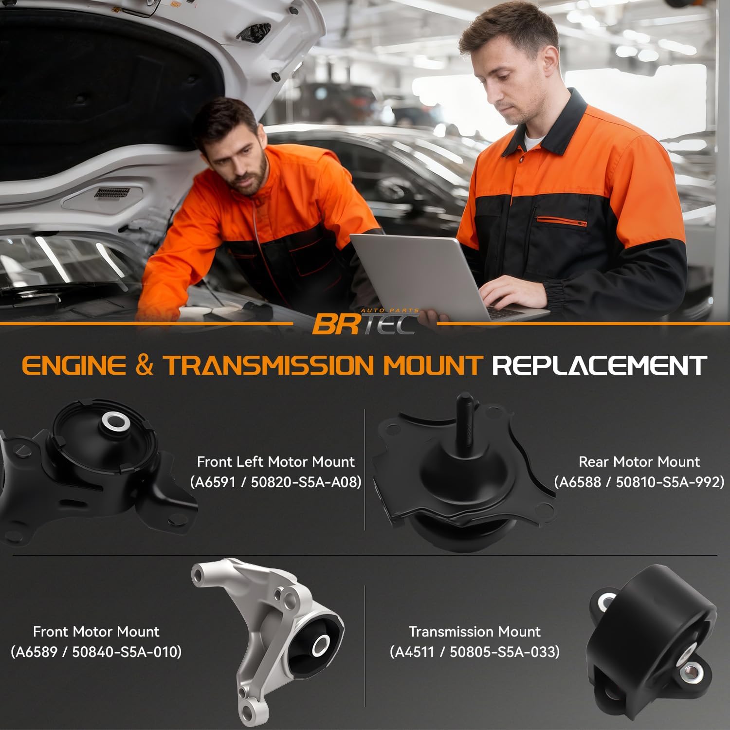 Engine Motor Mount and Transmission Mount Set Compatible with Honda Civic 2001 2002 2003 2004 2005 1.7L L4 Manual Transmission