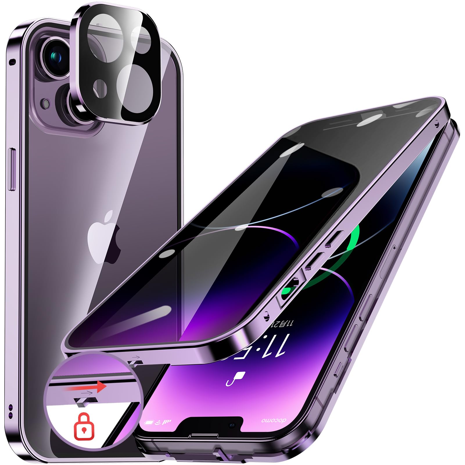 Apple iPhone 12 パープル 本体 + ケース+覗き見防止フォルム Apple iPhone 12 パープル 本体 + ケース+覗き見防止フォルム