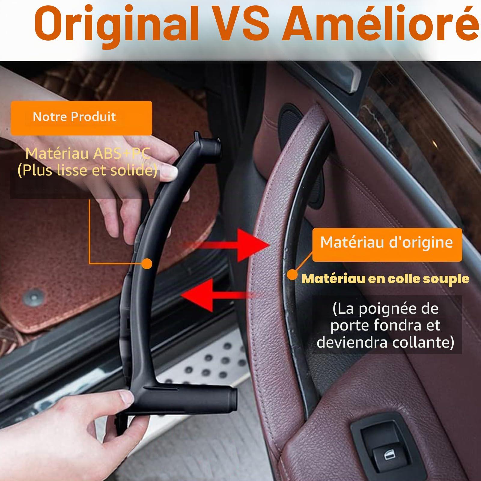 3 PCS Compatible avec Poignee bmw X5 E70 2008-2013,X6 E71/E72 | Poignee de Porte Interieur Gauche + Poignée Droite X5 E70/X6 E71 E72 Poignee Interieure-Noir