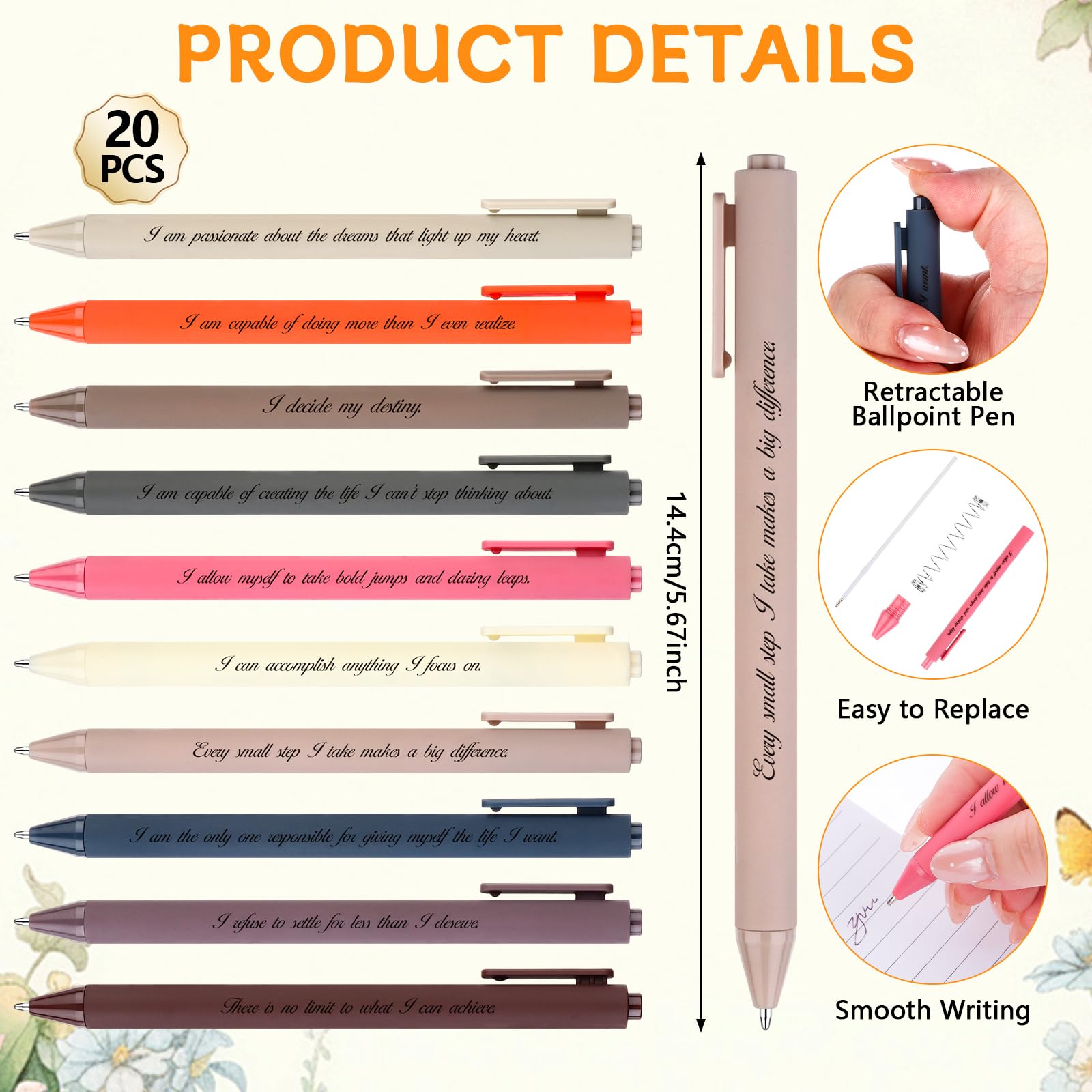 40 Pcs Inspirational Notepads Ballpoint Bulk Positive Affirmation Gift Inspirational Journal Notebook with Pen Gratitude Notebook with Pen Inspirational Mini Notebook Bulk for Teacher Coworker Nurse - Image 3