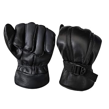 Generic Black Solid Leather Warm Winter Riding Gloves, Protective Cycling Bike Motorcycle Gloves(XXL)_016