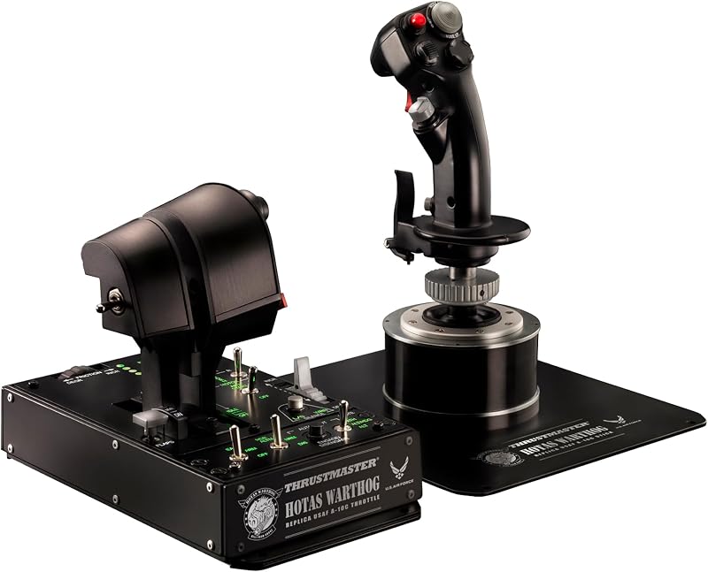 Thrustmaster HOTAS Warthog A10 Replica Flight Stick & Throttle Set - PC | 1:1 Réplica con licencia A-10C USAF, sensores H.E.A.R.T, control bimotor, 55 botones programables, sombrero de 8 vías, construcción totalmente metálica