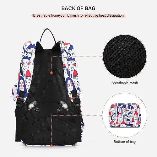 Miniatura 4 de Bolsa de tenis y bádminton lindo patrón resistente de personas cara feliz azul rojo deportes tenis bádminton bolsa para hombres mujeres tenis