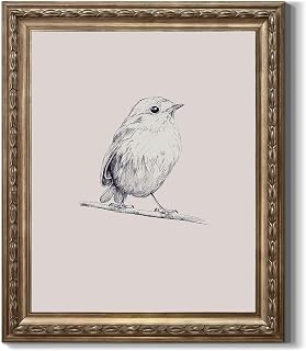 Sketch Art Canvas Wall Decor Prints Neutral Antique Bird Painting Black and White Animal Vintage Pictures Poster Rustic Artwork for Living Room Bedroom Farmhouse Office Home Decor (8" x 10"-UNFRAMED)