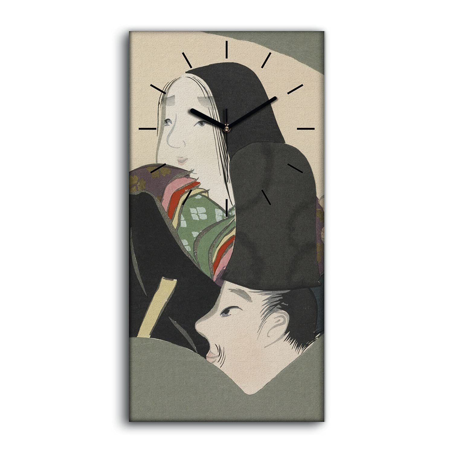 Horloge sur toile personnes abstraites décoration image salon art mural 30x60cm