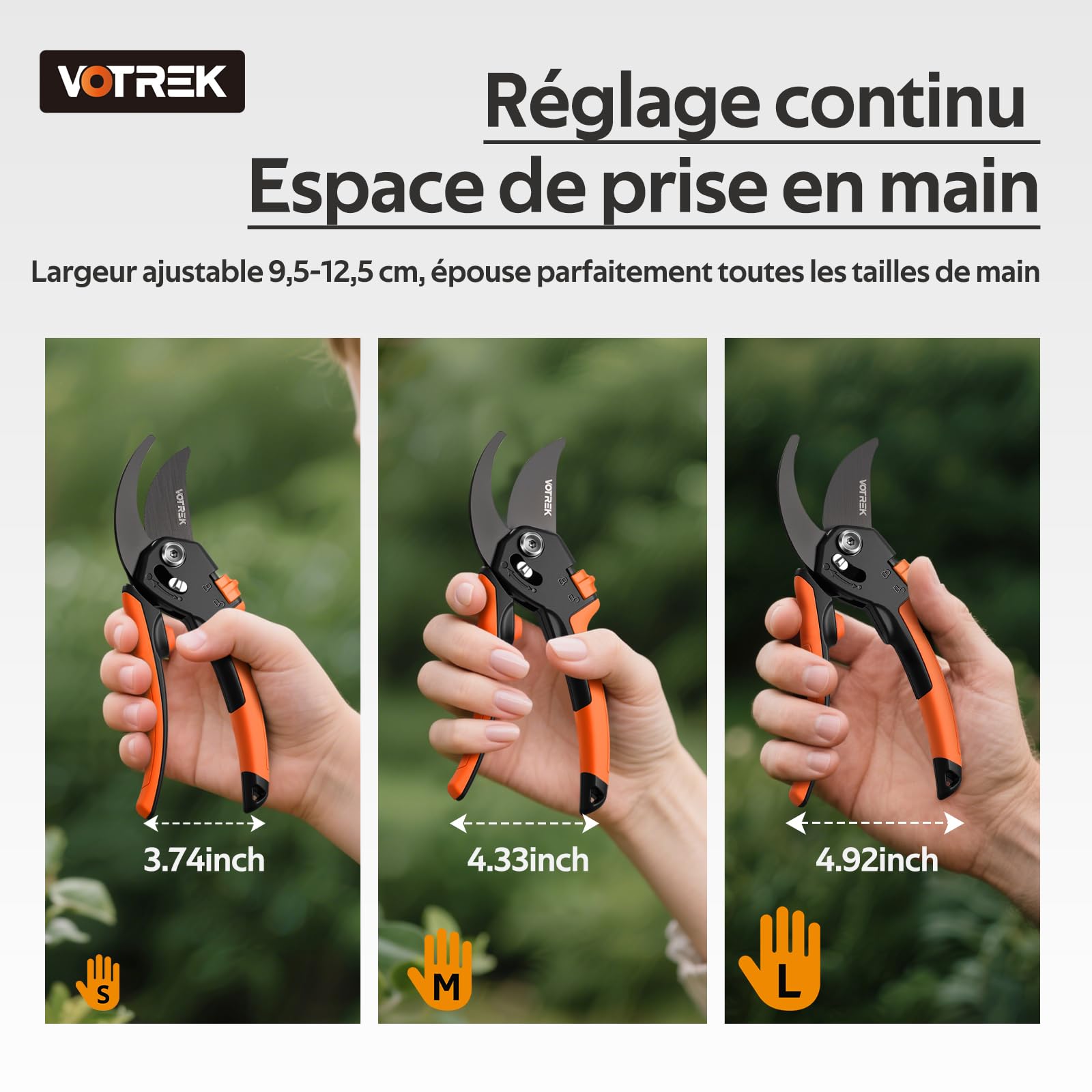 Sécateur de Jardin Bypass Pro 21,5 cm – Pour Mains Fragiles avec Réglage Progressif, Lame SK5 & Ressort Intégré – Secateur et Ciseaux Jardinage pour Rosiers et Fruitiers –Un Cadeau Jardin Idéal