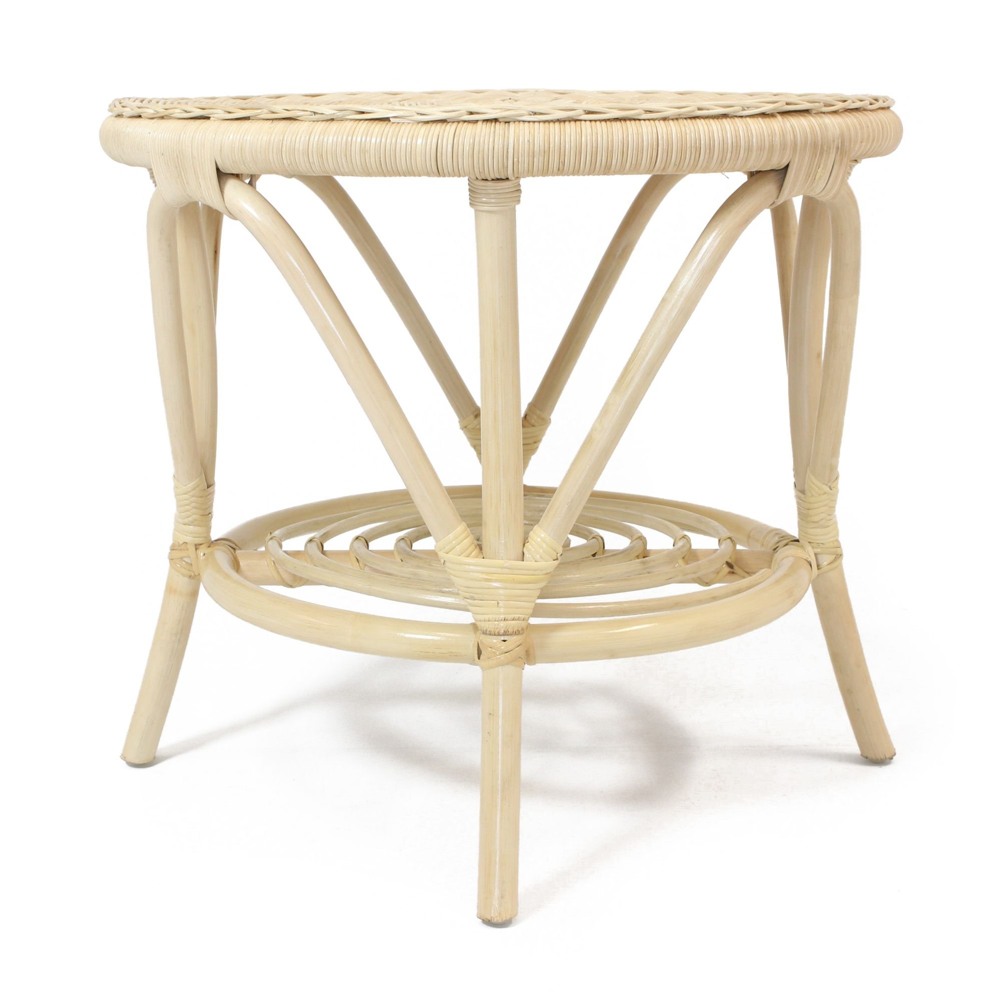 Dekoleidenschaft Table d'appoint en rotin laqué naturel, ronde, Ø 62 cm, table d'appoint, table basse, table de salon