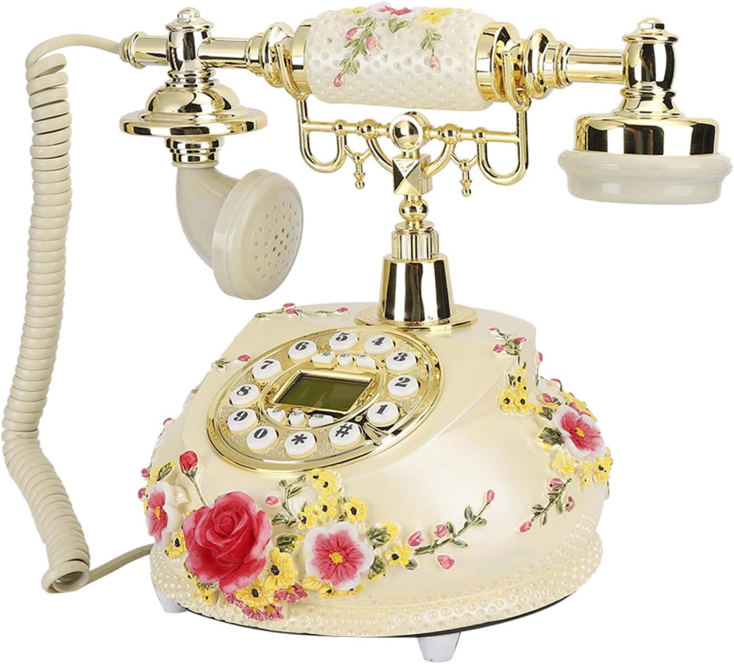 Retro Vintage Antique Telephone,Retro Pastoral Style Classic Desk Telephone with Classic Metal Bell,LCD Display Corded Fixed Landline Phone for Home,Office,Hotel,Art Gall