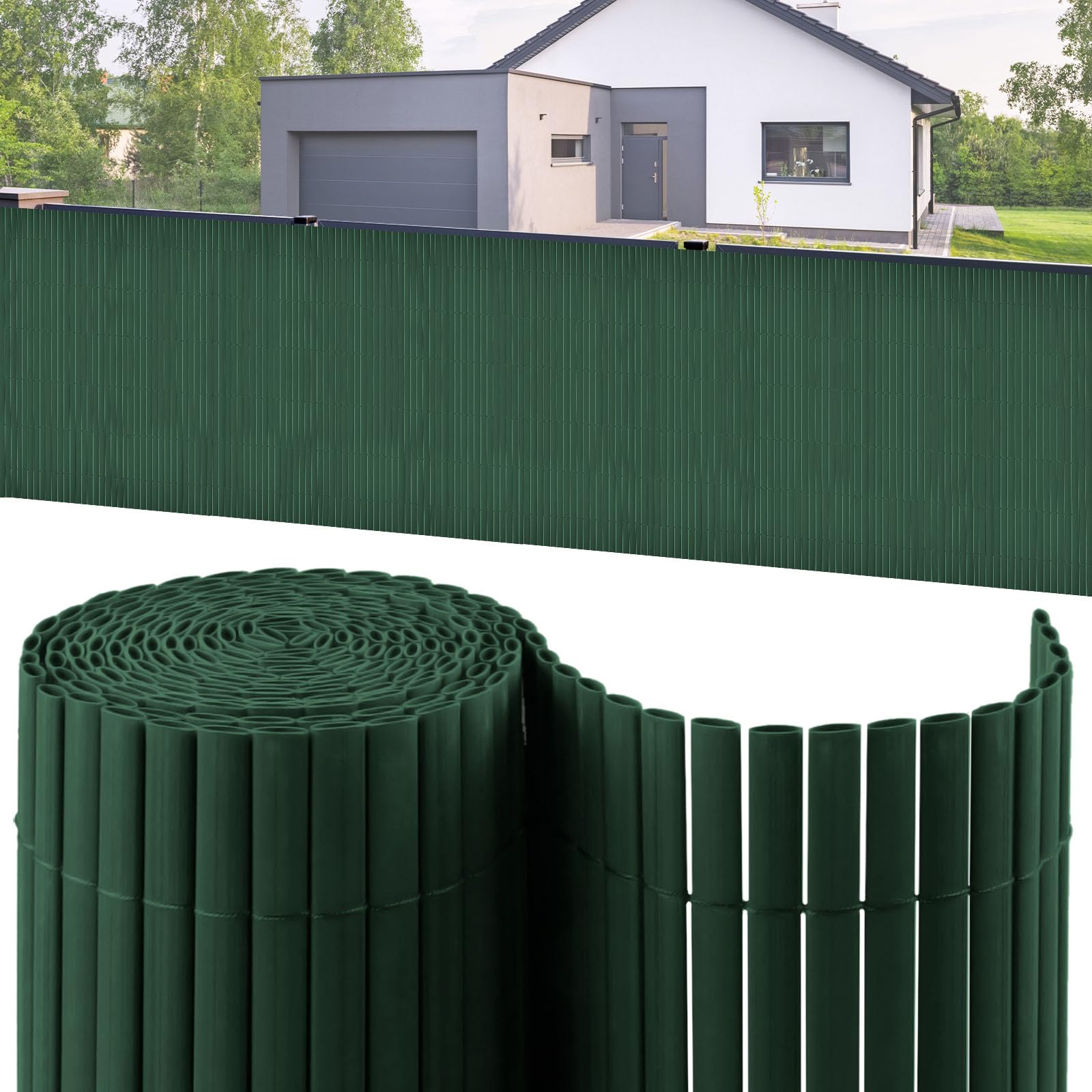 KARAT Paravento in PVC per giardino, balcone, terrazza, 180 x 300 cm, verde, protezione da sguardi indiscreti, resistente alle intemperie, come rivestimento per balcone, bordo piscina e protezione dal
