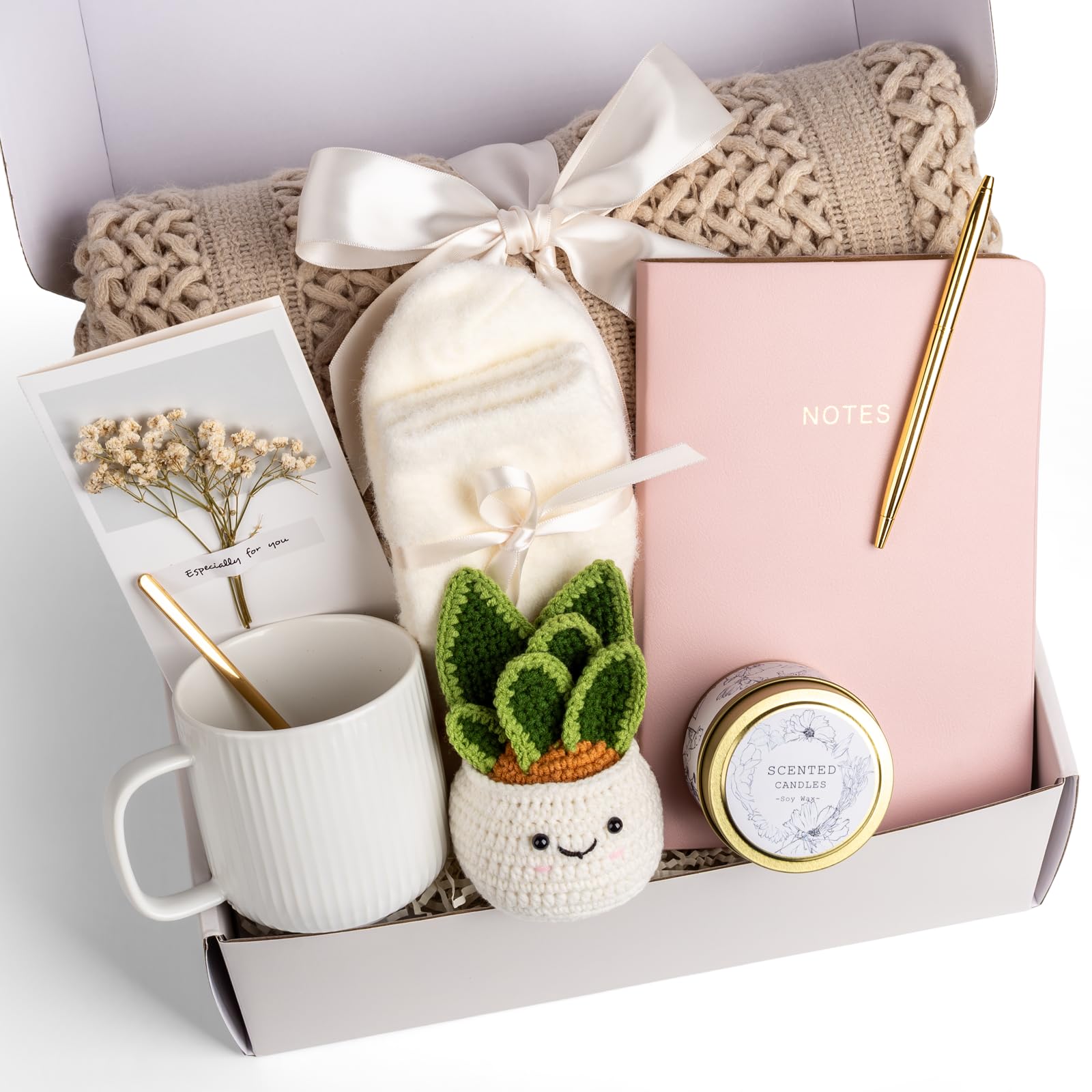 Anforsun Gift Baskets for Women, Birthday Gifts for Women, Self Care Gift Baskets Care Package (Khaki)-image-26
